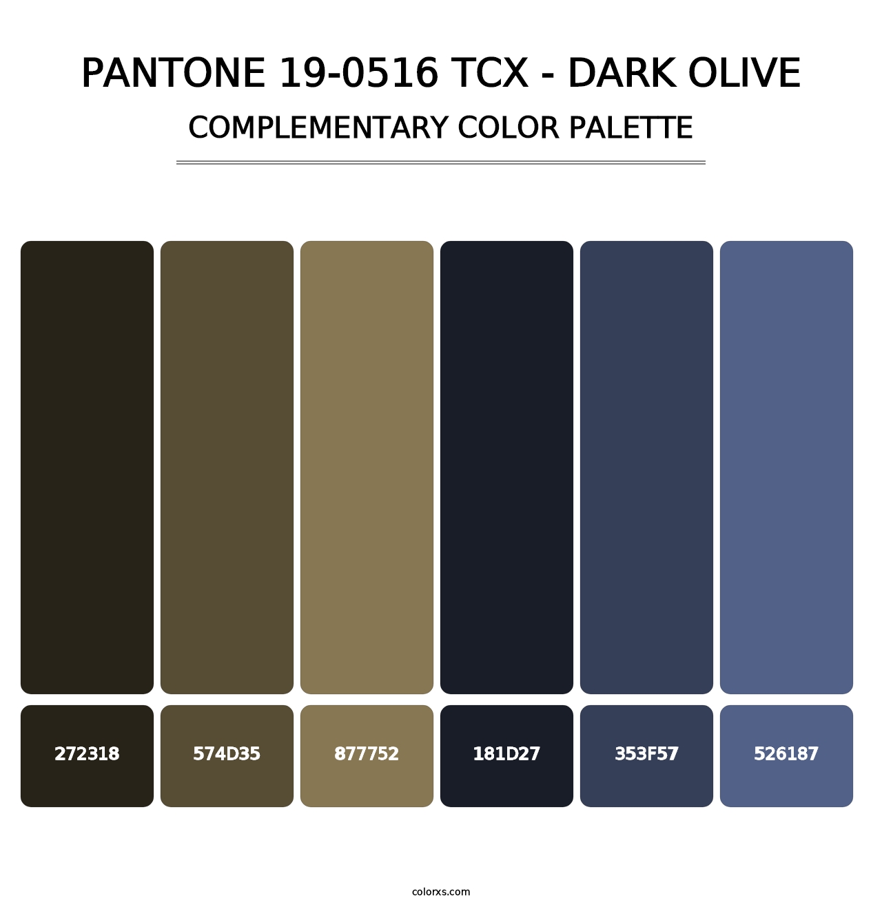 PANTONE 19-0516 TCX - Dark Olive - Complementary Color Palette
