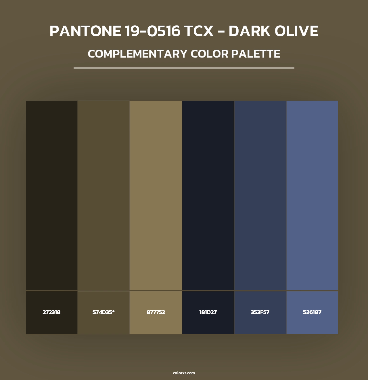 PANTONE 19-0516 TCX - Dark Olive - Complementary Color Palette
