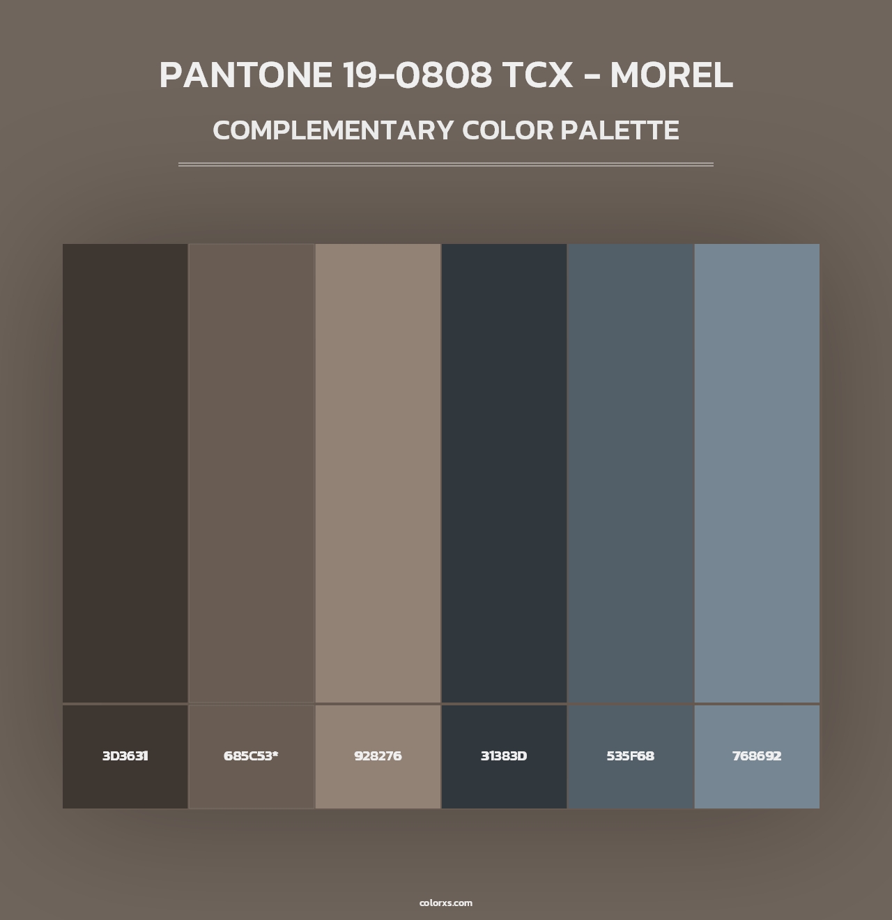 PANTONE 19-0808 TCX - Morel - Complementary Color Palette