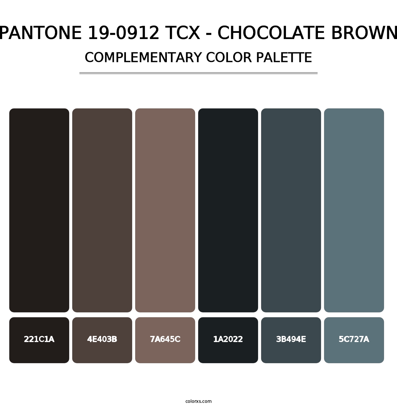 PANTONE 19-0912 TCX - Chocolate Brown - Complementary Color Palette