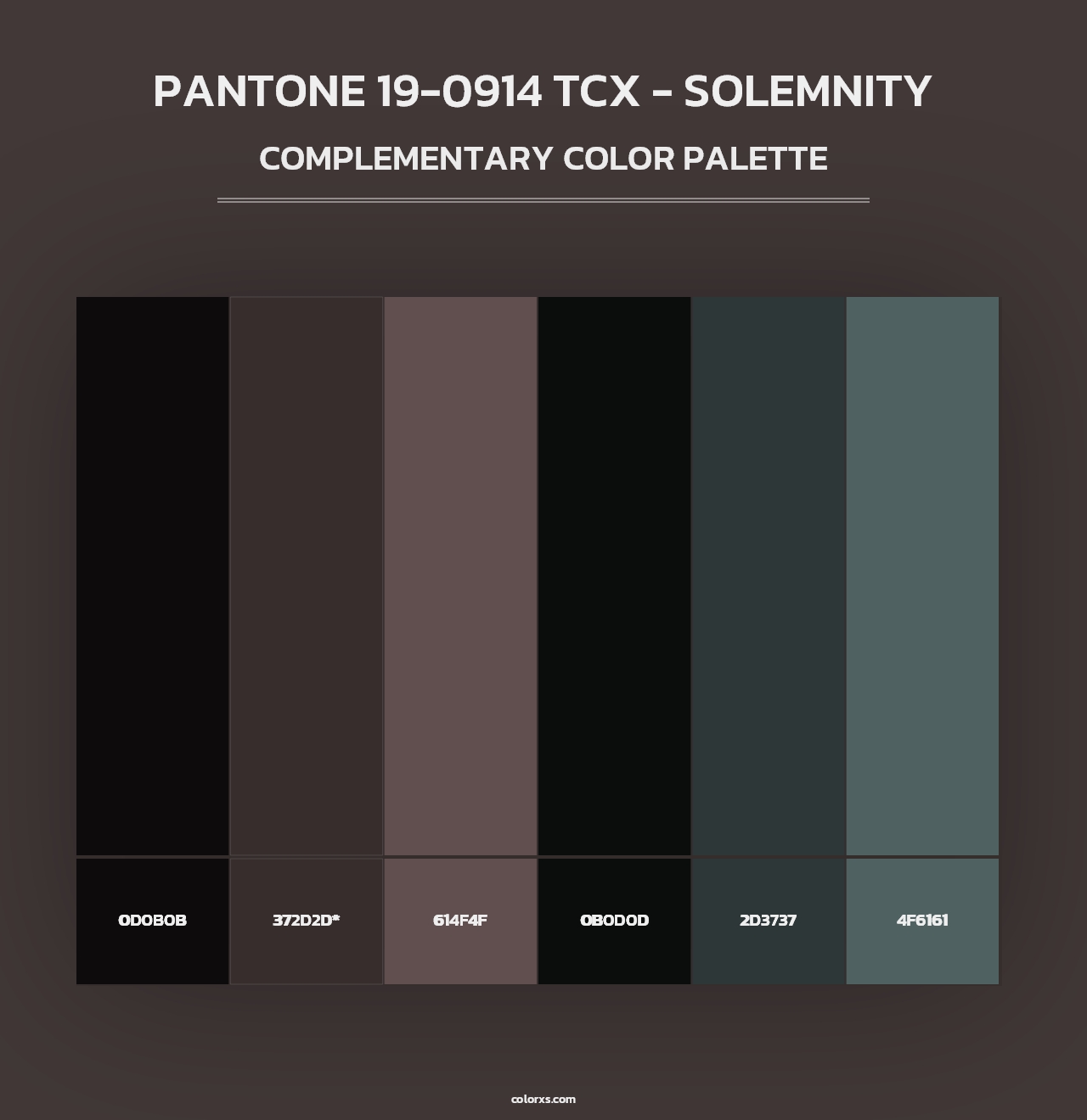 PANTONE 19-0914 TCX - Solemnity - Complementary Color Palette