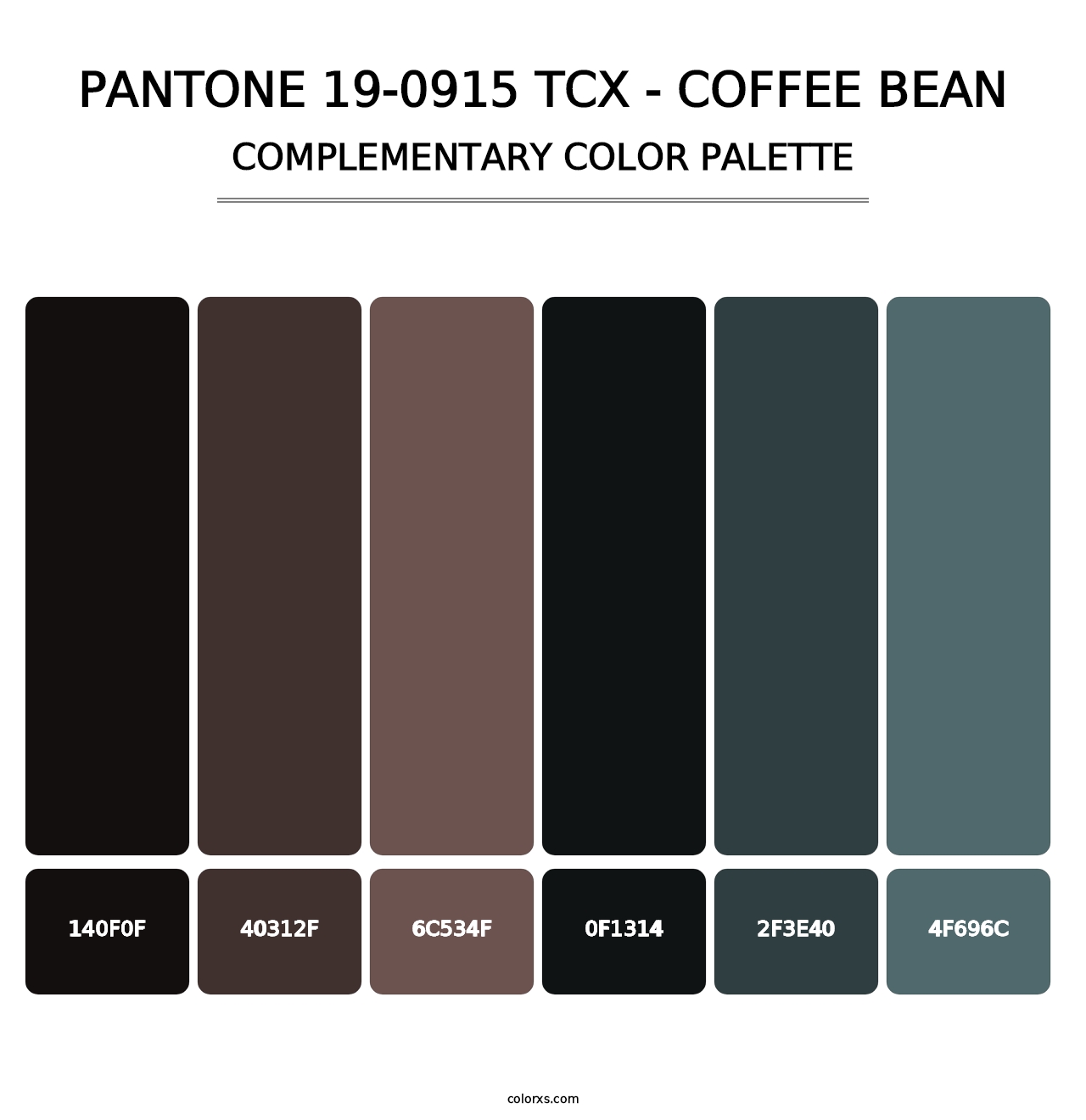 PANTONE 19-0915 TCX - Coffee Bean - Complementary Color Palette
