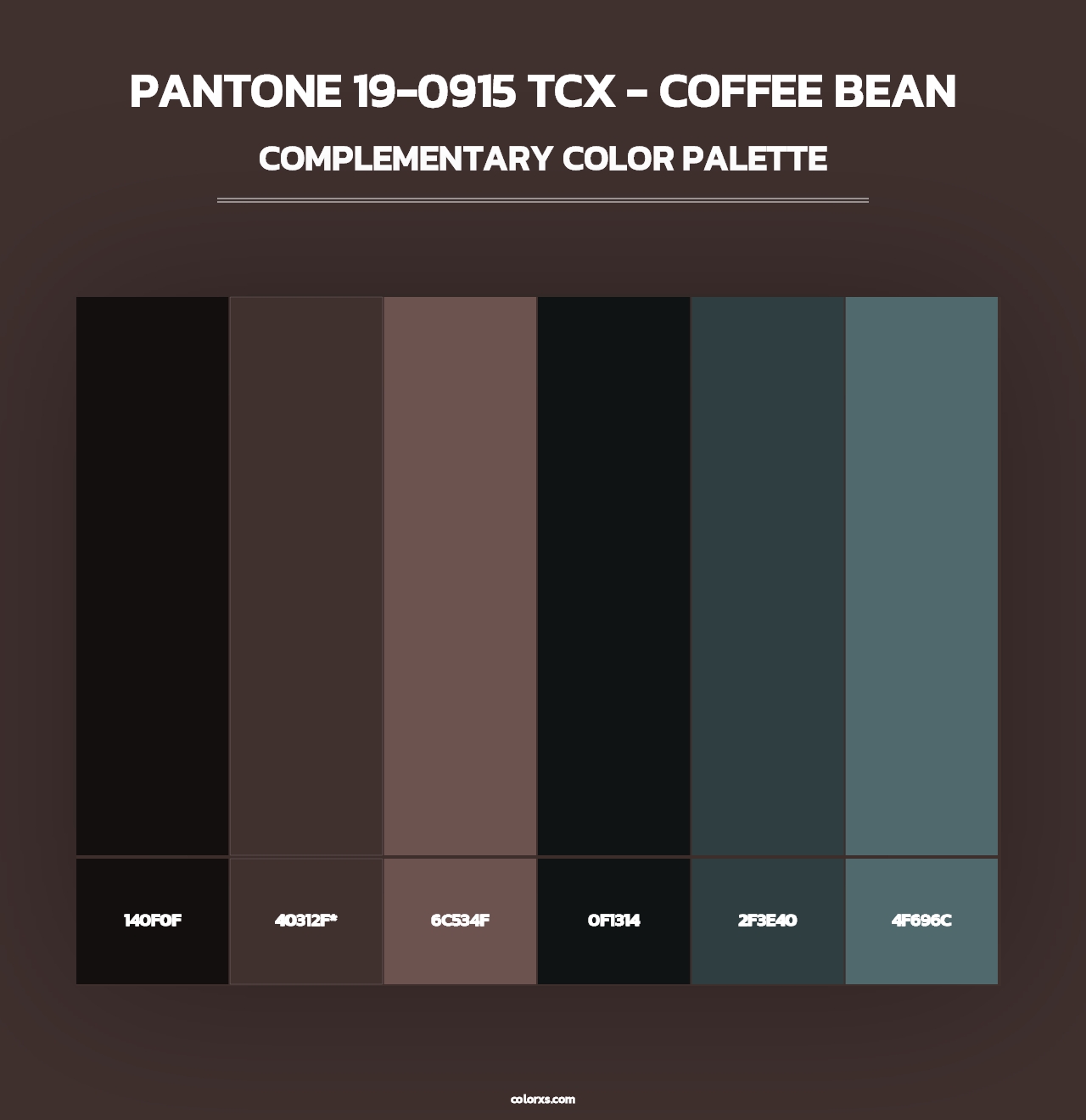 PANTONE 19-0915 TCX - Coffee Bean - Complementary Color Palette