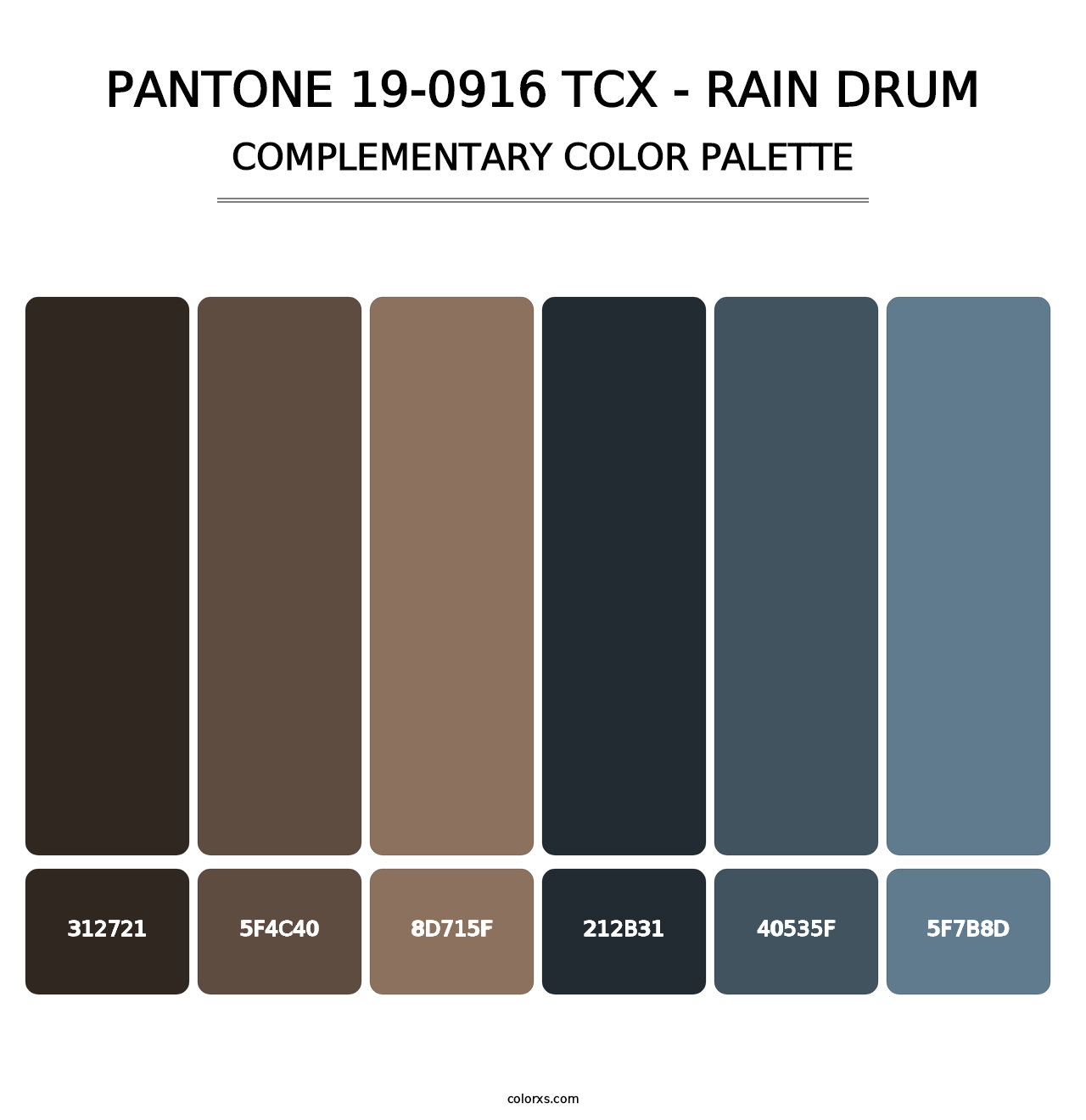 PANTONE 19-0916 TCX - Rain Drum - Complementary Color Palette