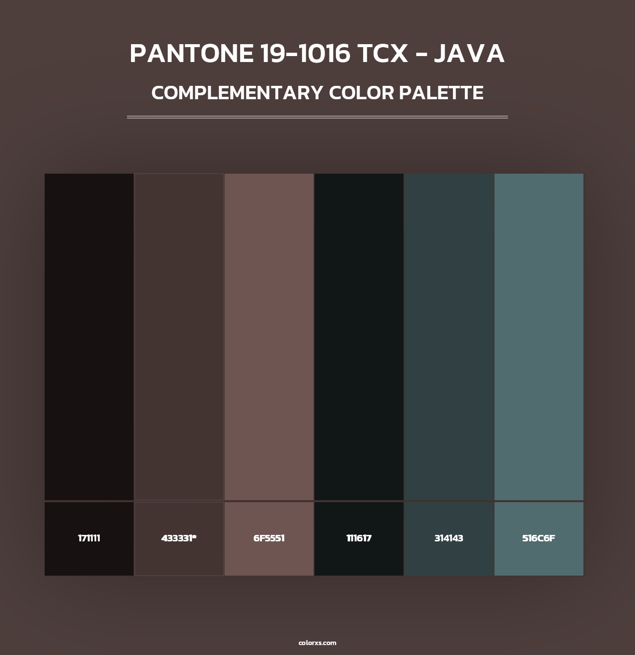 PANTONE 19-1016 TCX - Java - Complementary Color Palette