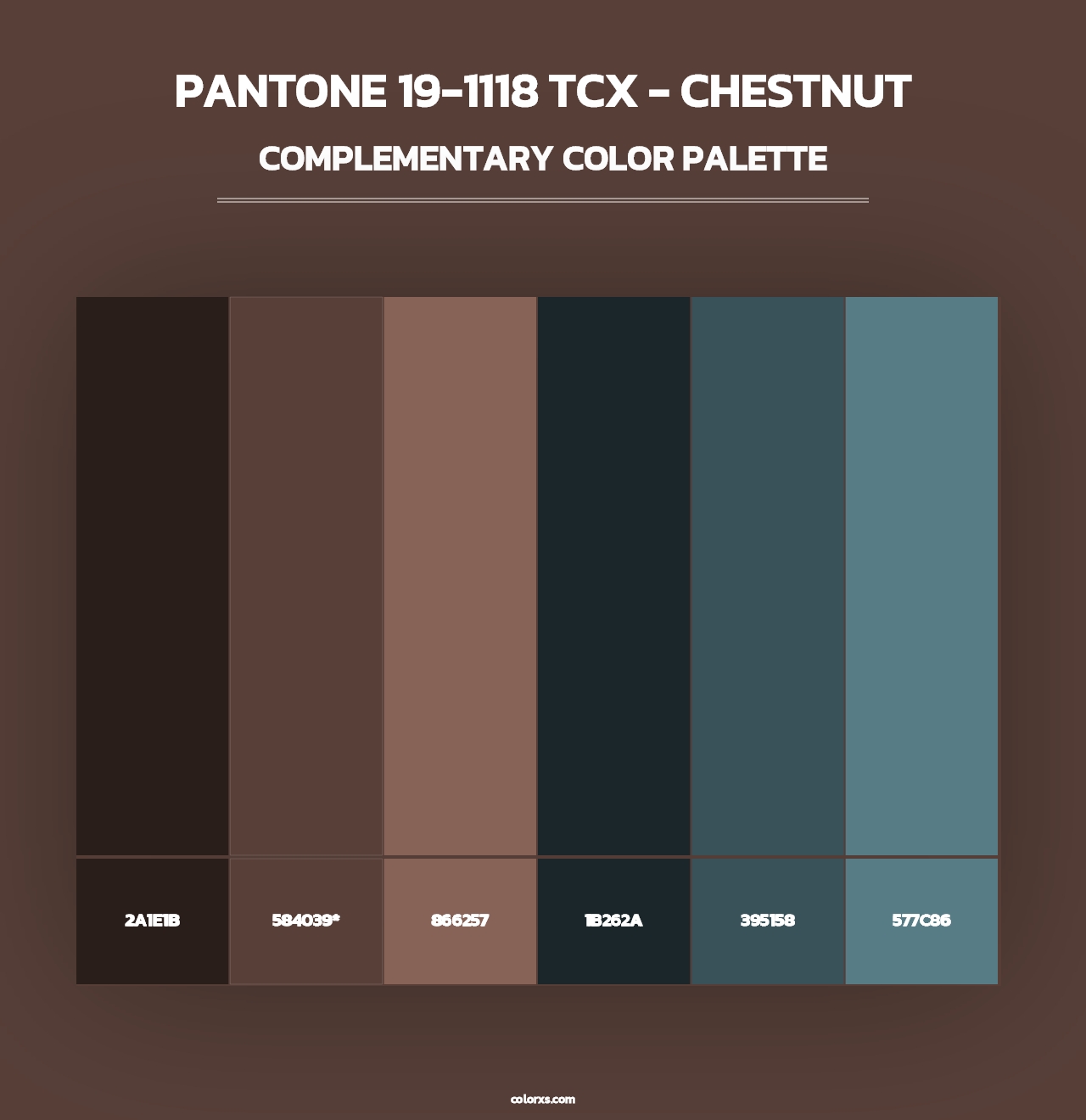 PANTONE 19-1118 TCX - Chestnut - Complementary Color Palette