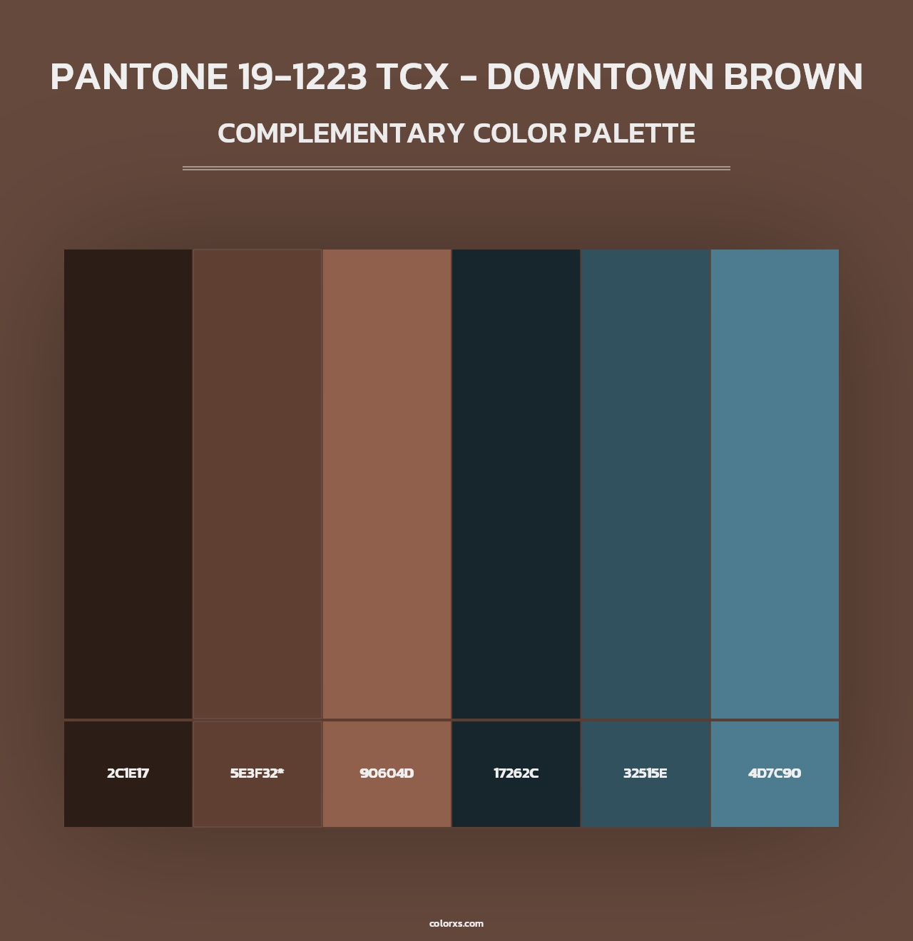 PANTONE 19-1223 TCX - Downtown Brown - Complementary Color Palette