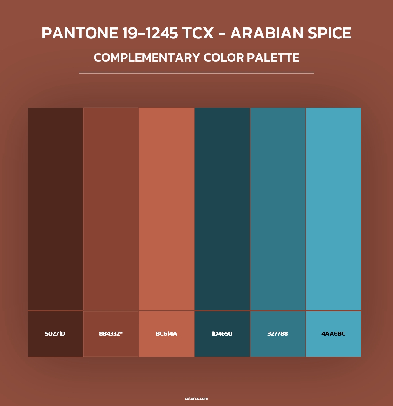 PANTONE 19-1245 TCX - Arabian Spice - Complementary Color Palette