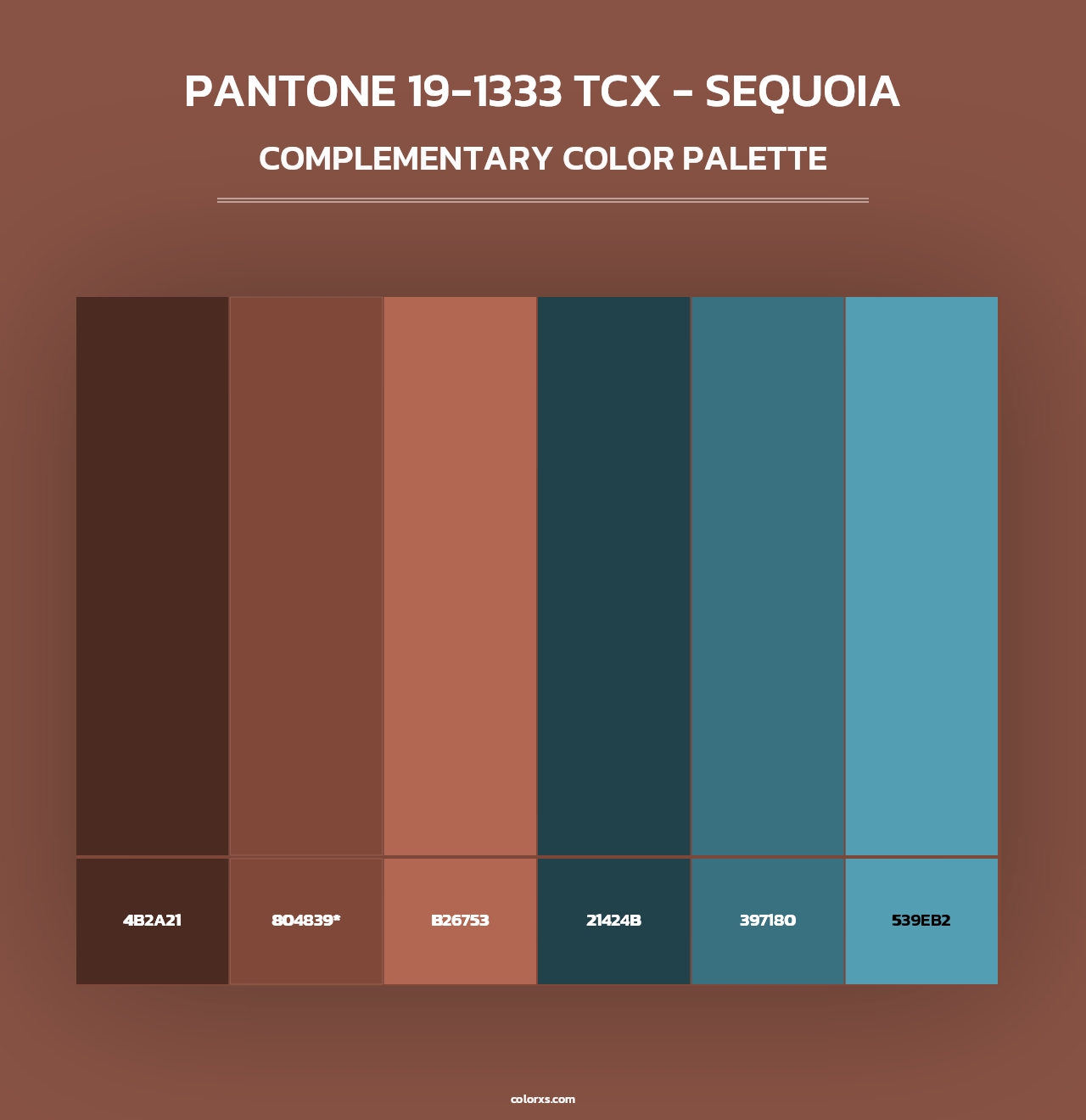 PANTONE 19-1333 TCX - Sequoia - Complementary Color Palette