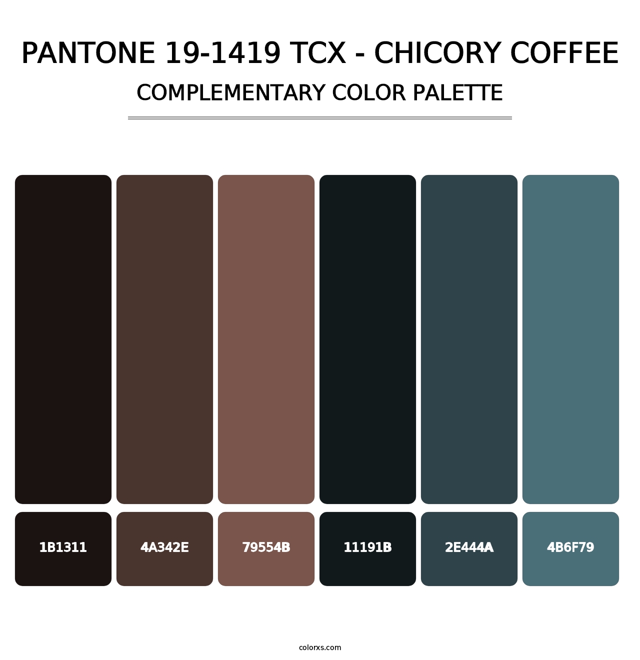 PANTONE 19-1419 TCX - Chicory Coffee - Complementary Color Palette