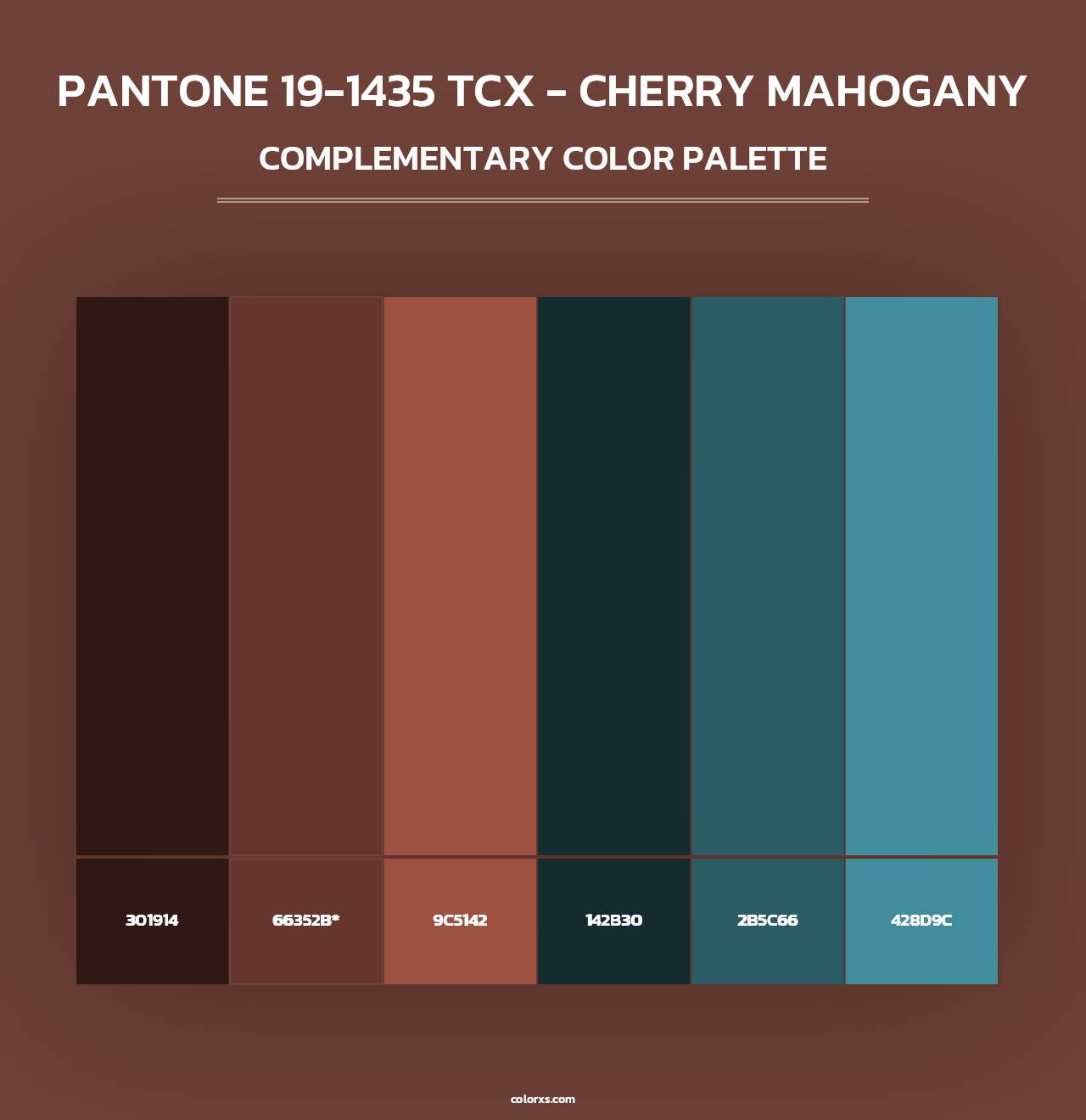 PANTONE 19-1435 TCX - Cherry Mahogany - Complementary Color Palette