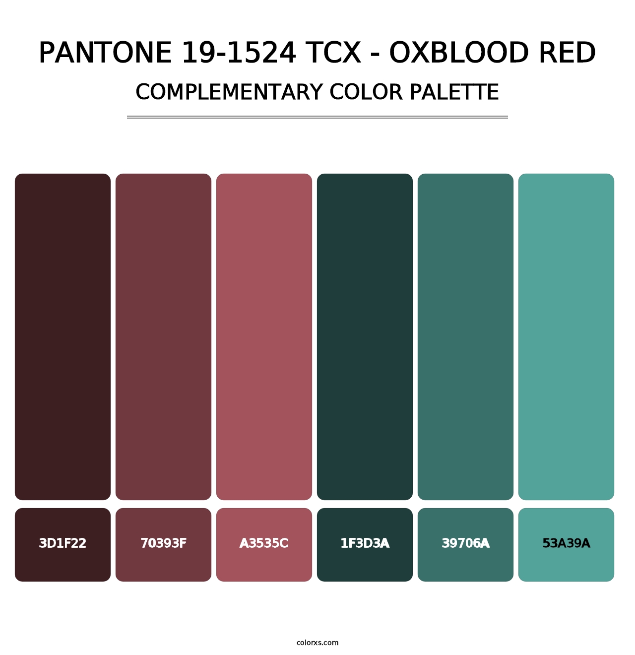 PANTONE 19-1524 TCX - Oxblood Red - Complementary Color Palette