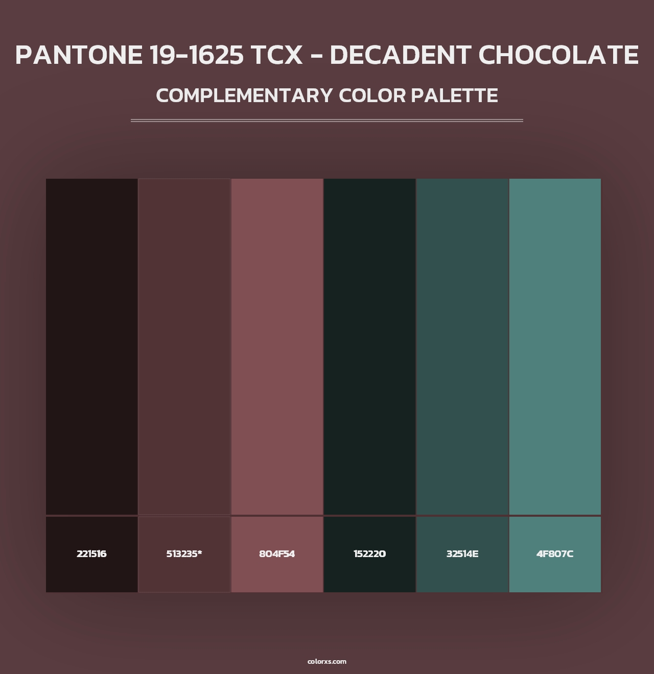 PANTONE 19-1625 TCX - Decadent Chocolate - Complementary Color Palette