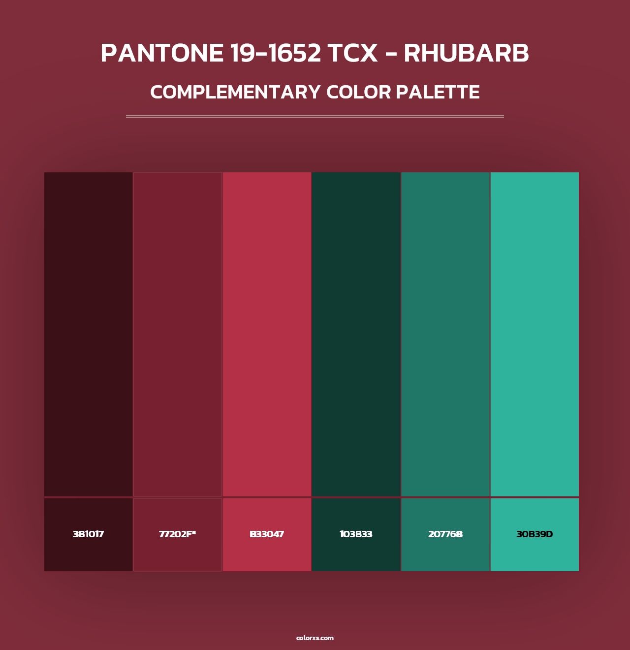 PANTONE 19-1652 TCX - Rhubarb - Complementary Color Palette