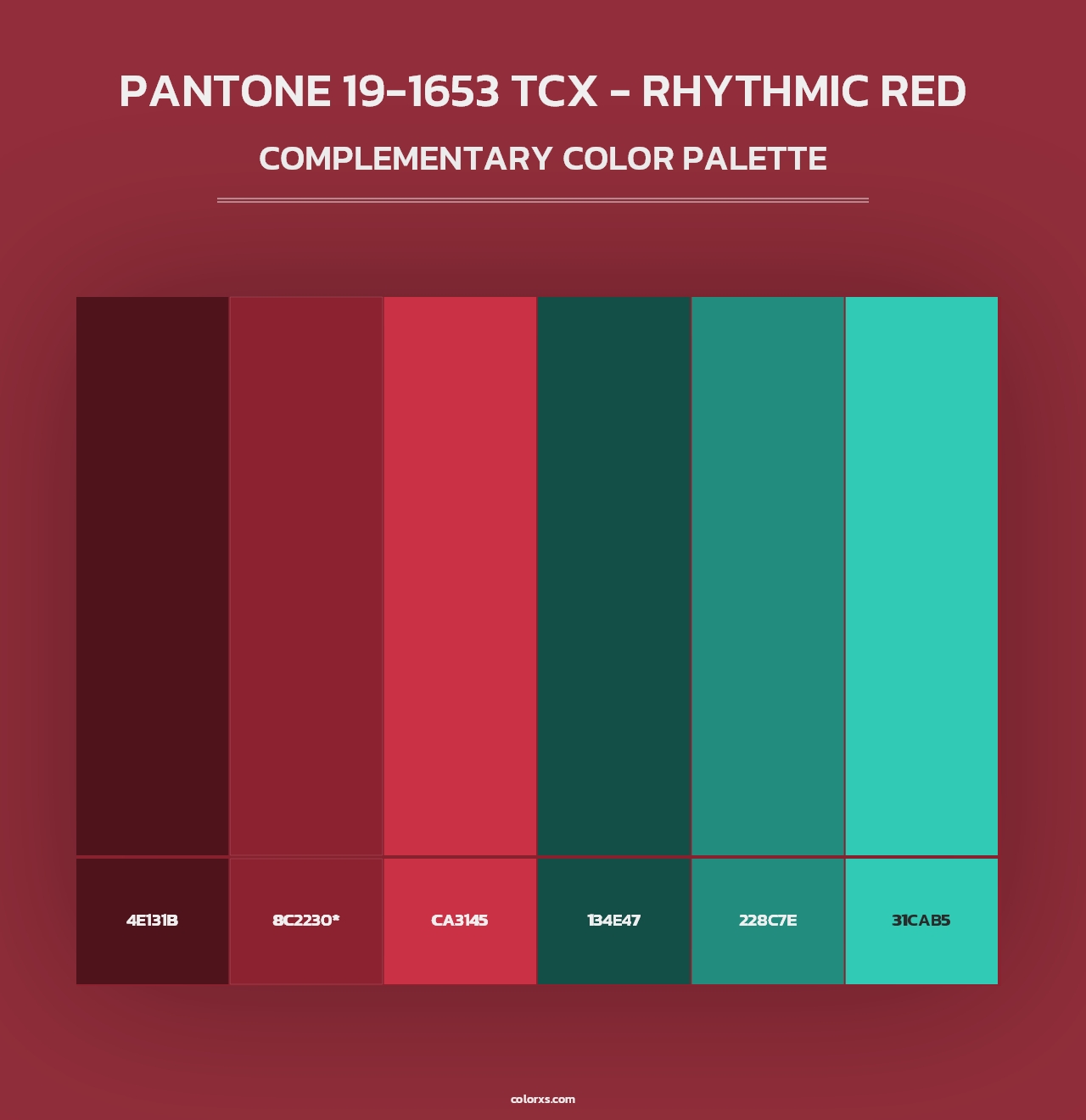 PANTONE 19-1653 TCX - Rhythmic Red - Complementary Color Palette