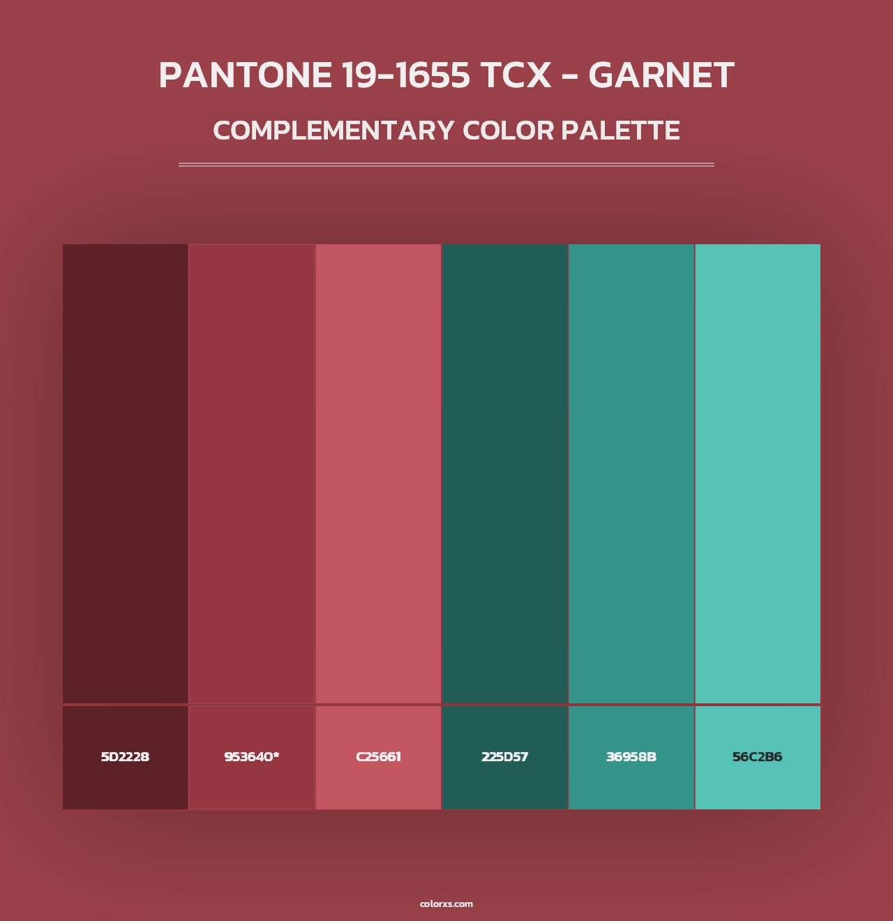 PANTONE 19-1655 TCX - Garnet - Complementary Color Palette