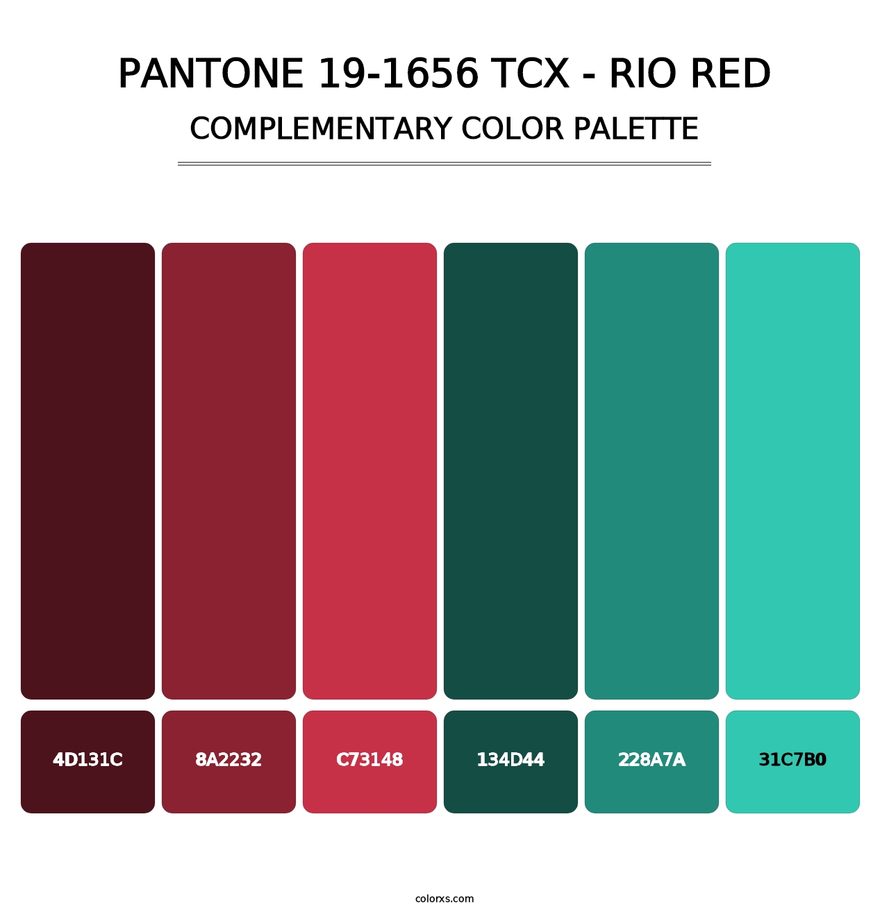 PANTONE 19-1656 TCX - Rio Red - Complementary Color Palette