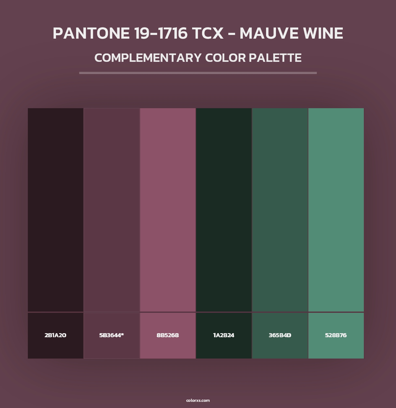 PANTONE 19-1716 TCX - Mauve Wine - Complementary Color Palette