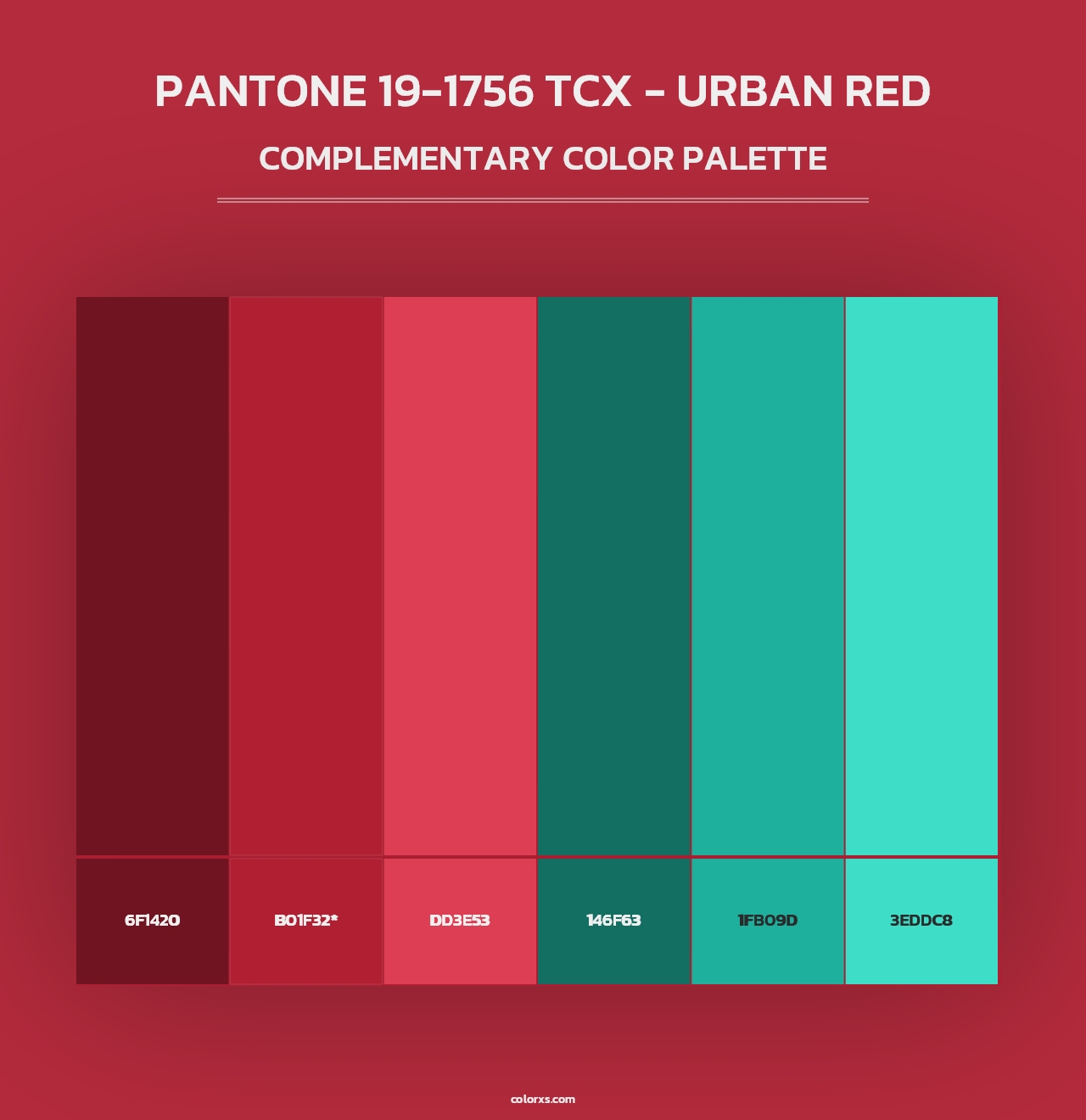 PANTONE 19-1756 TCX - Urban Red - Complementary Color Palette