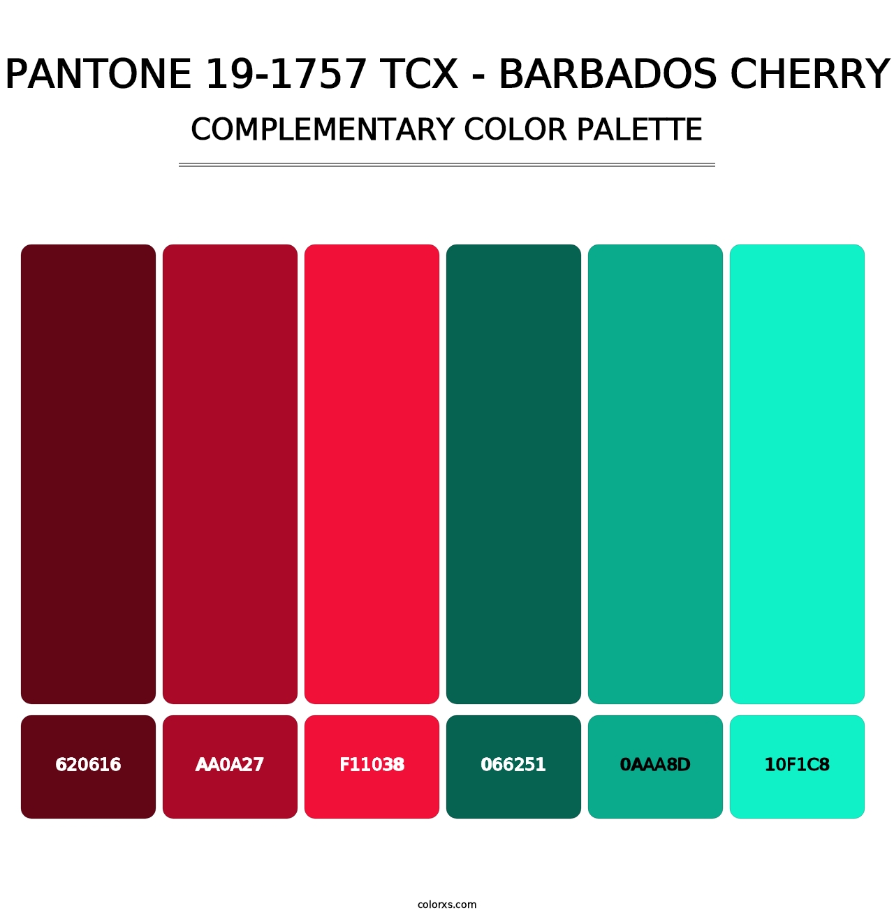 PANTONE 19-1757 TCX - Barbados Cherry - Complementary Color Palette