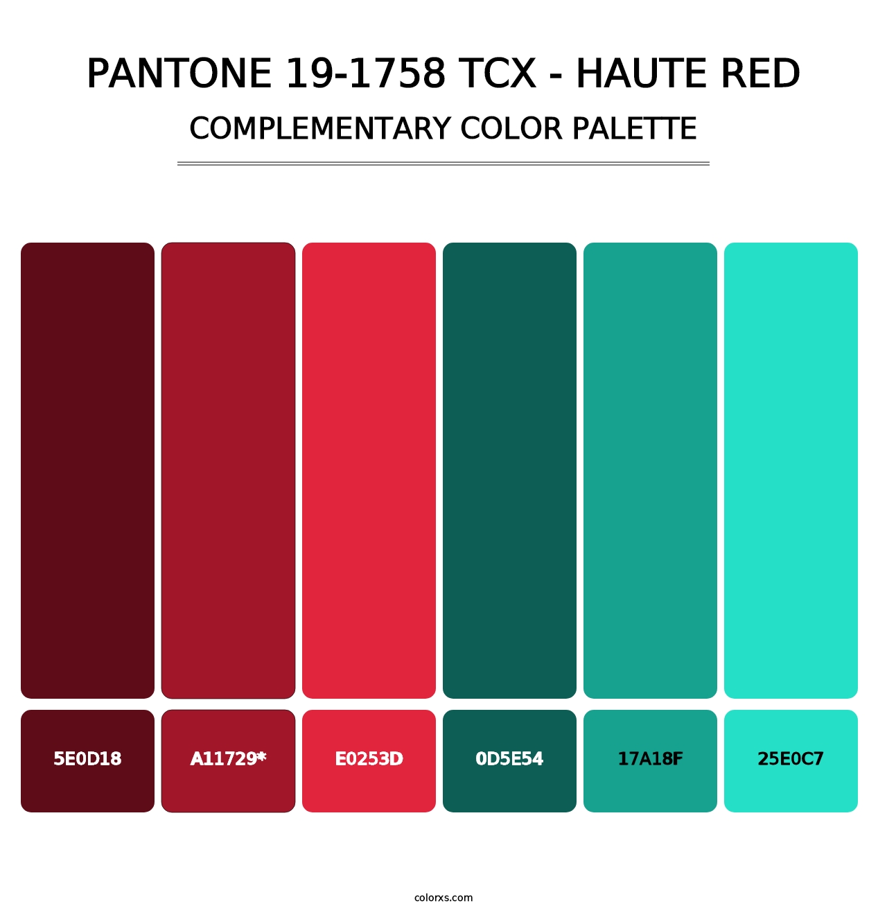 PANTONE 19-1758 TCX - Haute Red - Complementary Color Palette