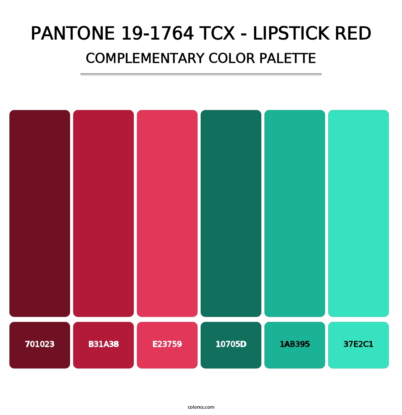 PANTONE 19-1764 TCX - Lipstick Red - Complementary Color Palette