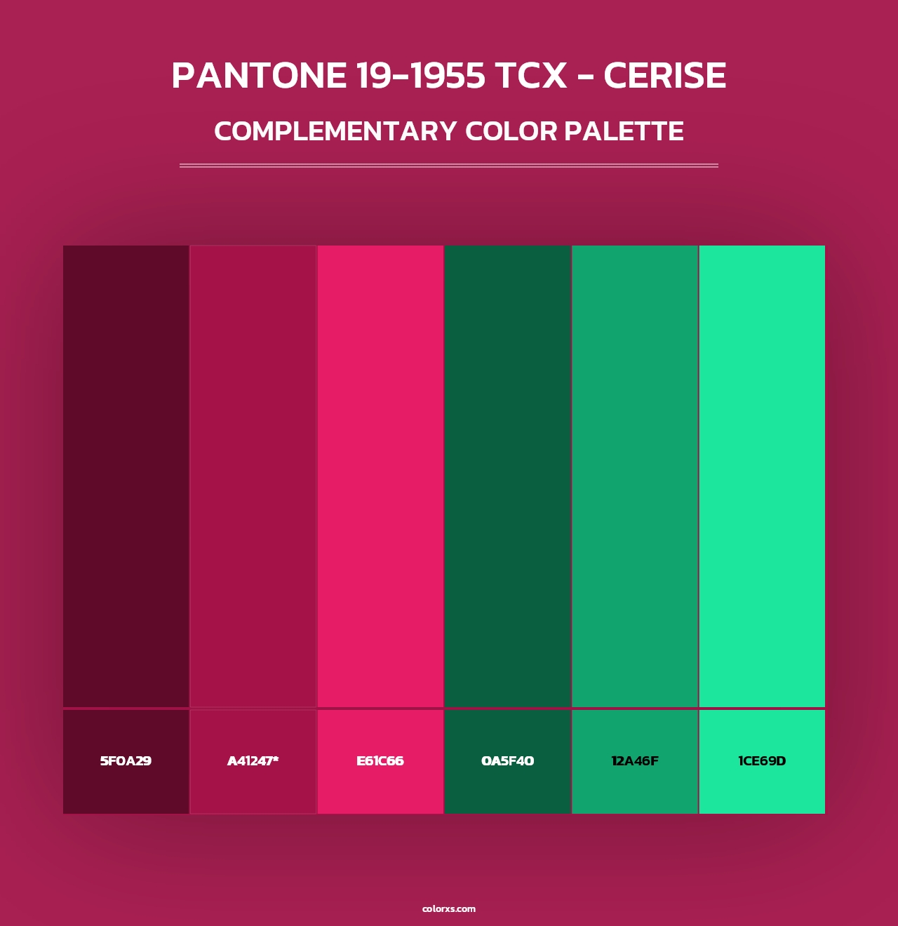 PANTONE 19-1955 TCX - Cerise - Complementary Color Palette