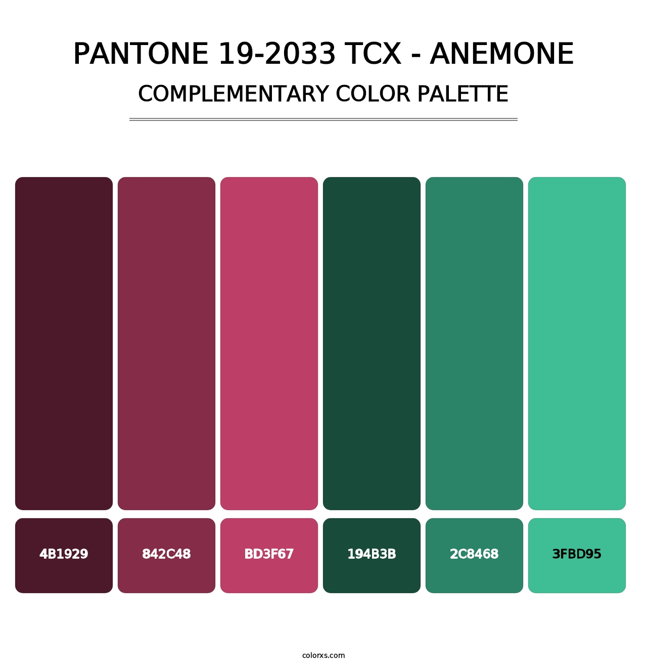 PANTONE 19-2033 TCX - Anemone - Complementary Color Palette