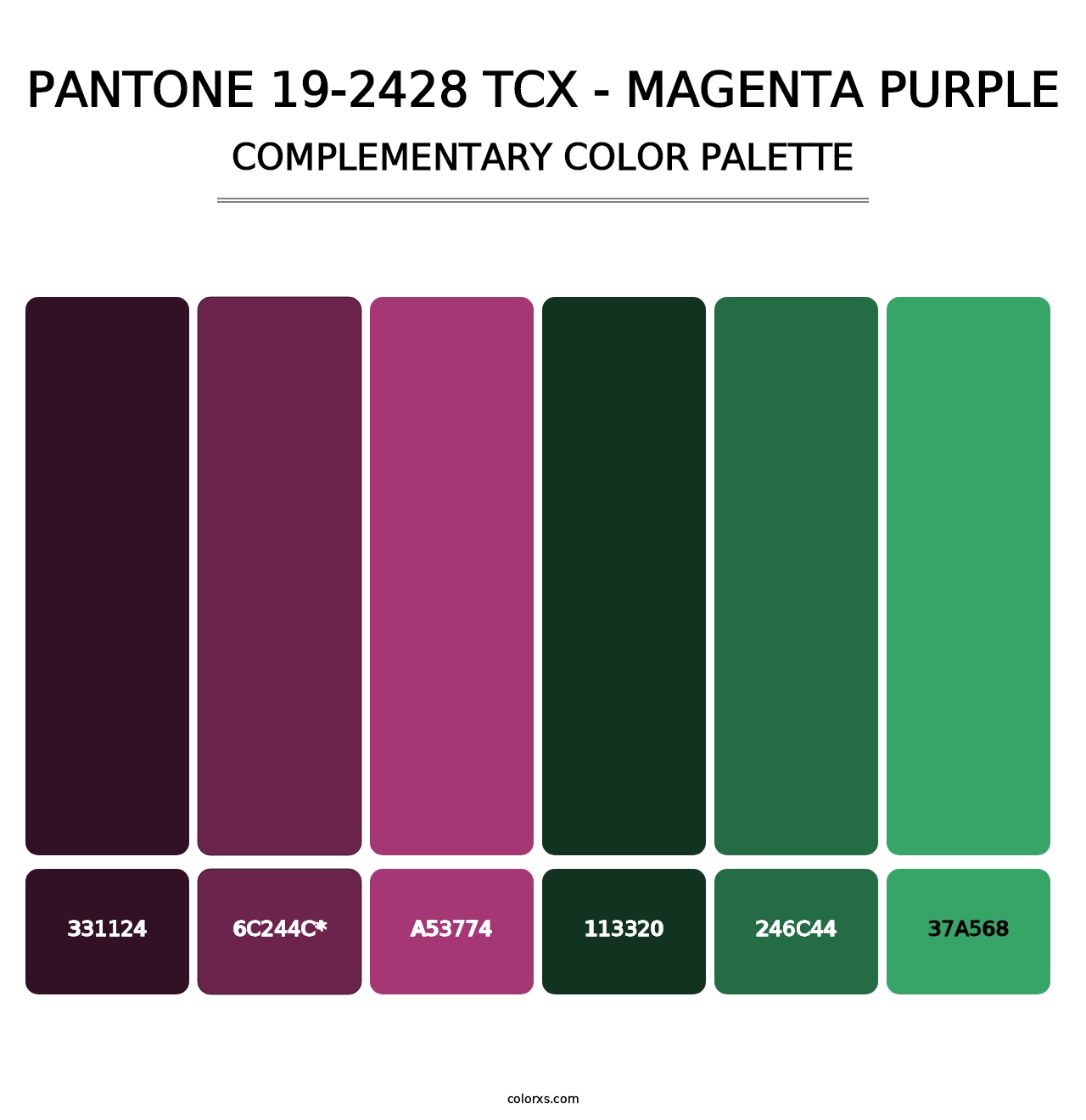 PANTONE 19-2428 TCX - Magenta Purple - Complementary Color Palette