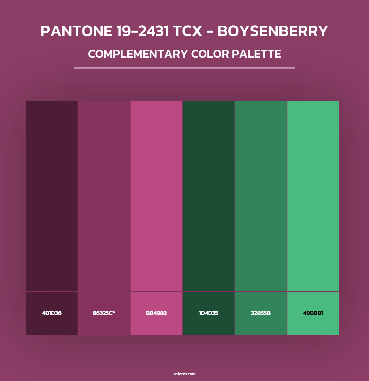 PANTONE 19-2431 TCX - Boysenberry - Complementary Color Palette