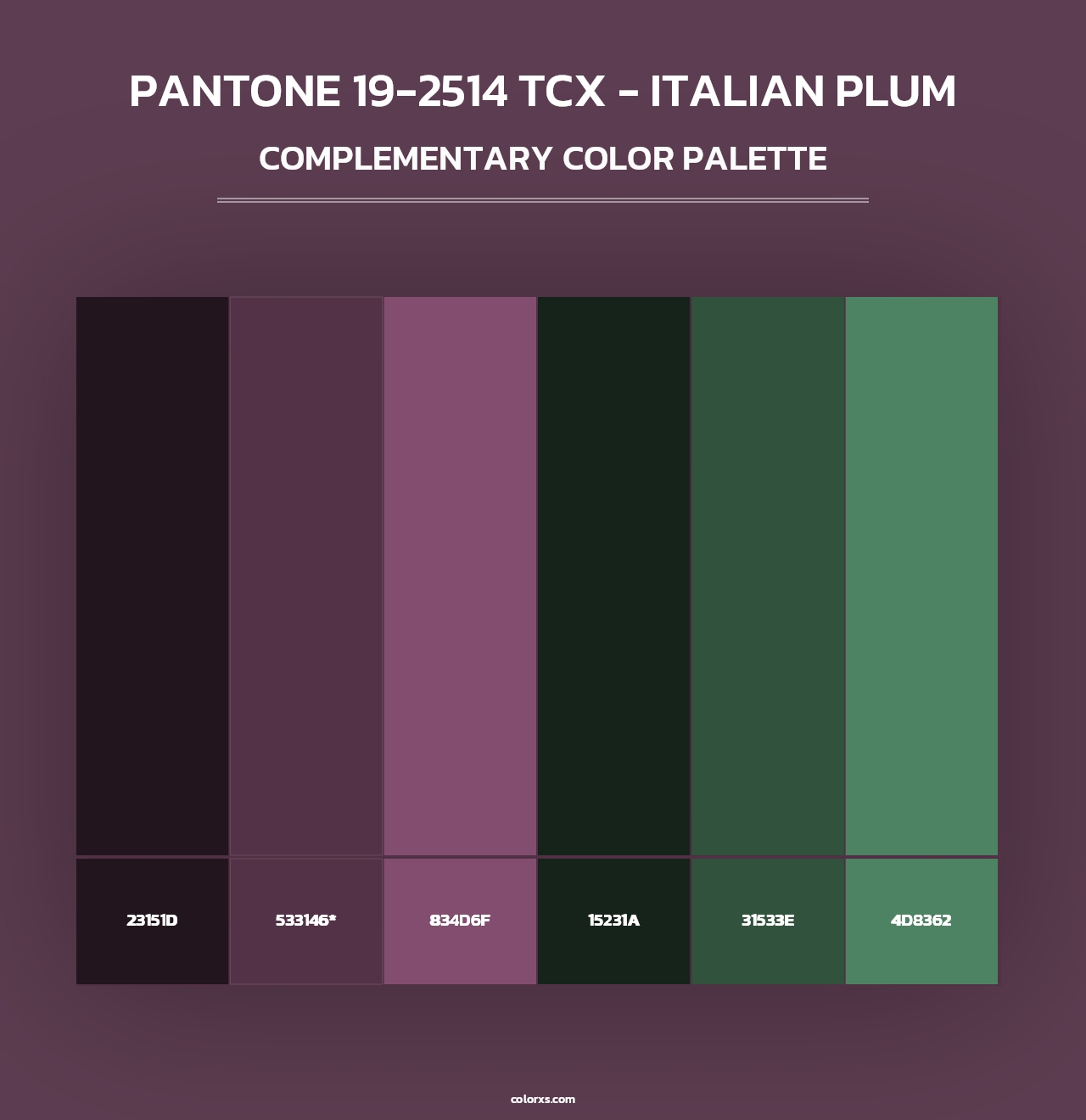 PANTONE 19-2514 TCX - Italian Plum - Complementary Color Palette