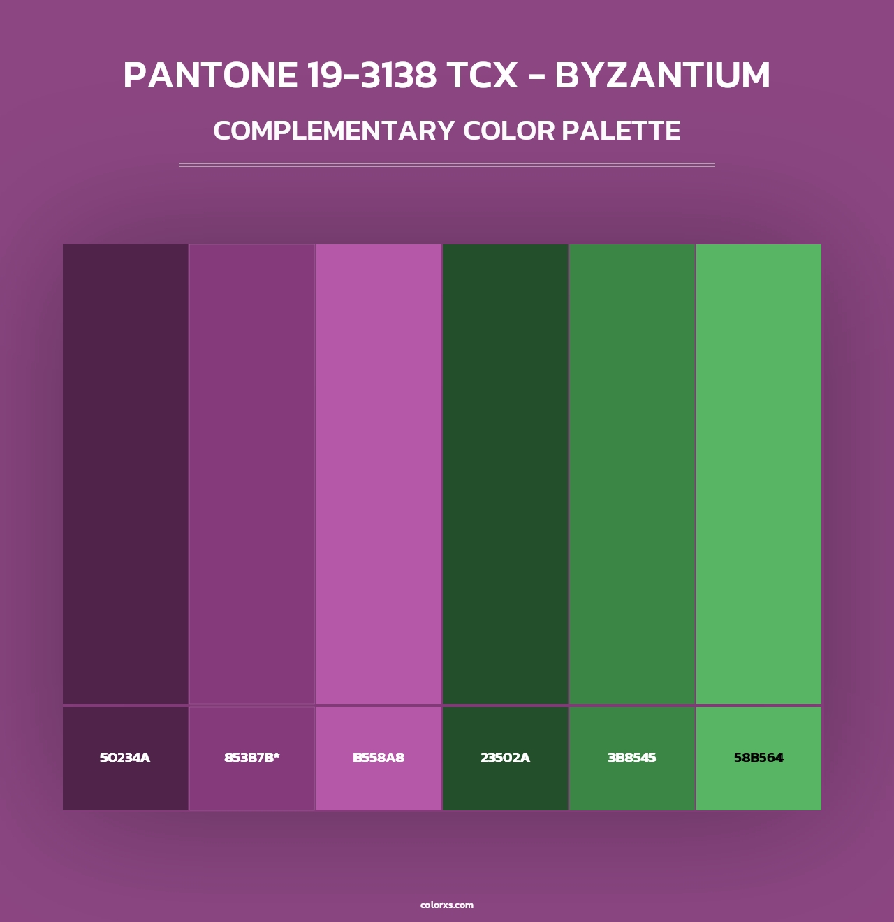 PANTONE 19-3138 TCX - Byzantium - Complementary Color Palette