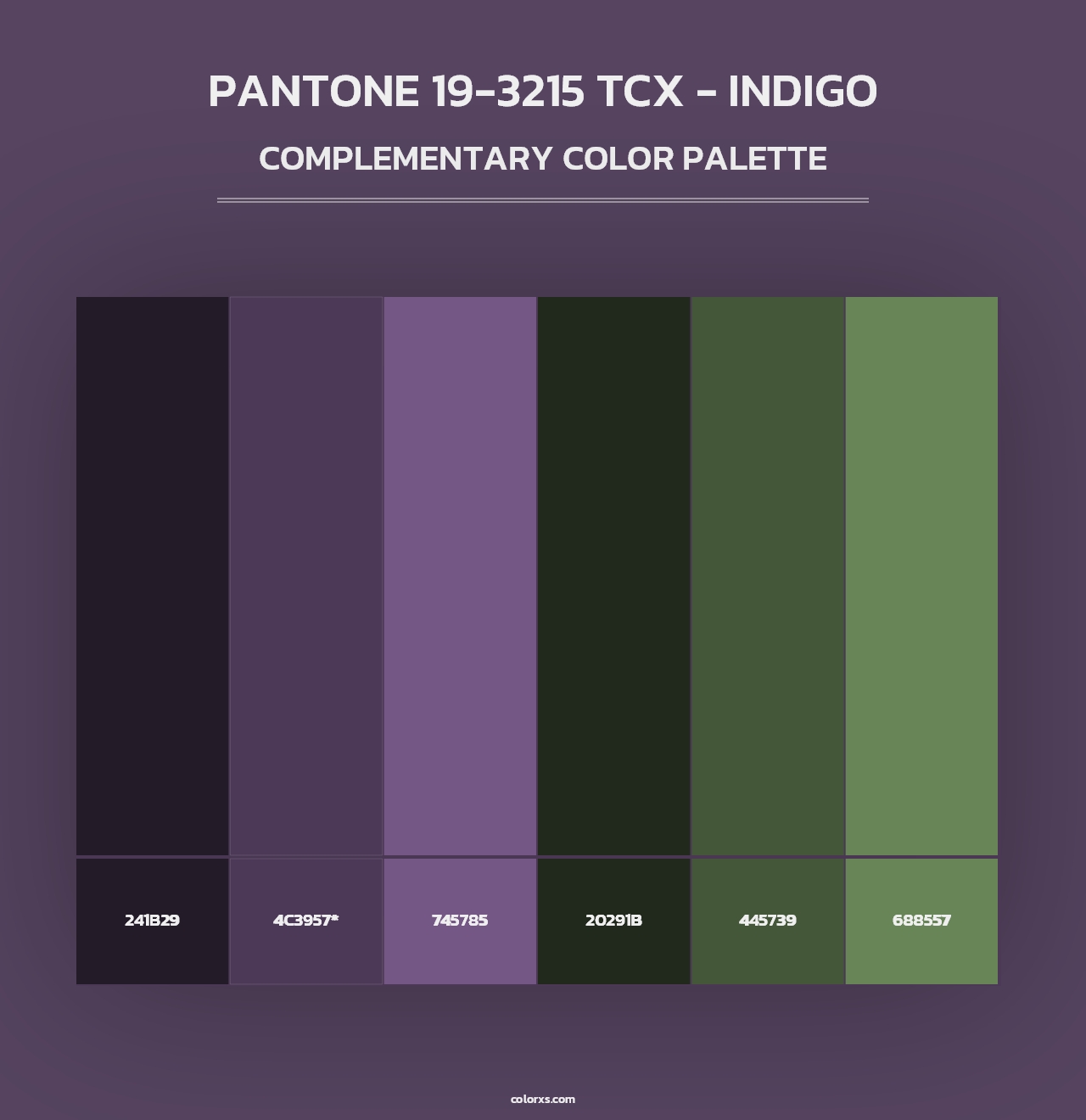 PANTONE 19-3215 TCX - Indigo - Complementary Color Palette