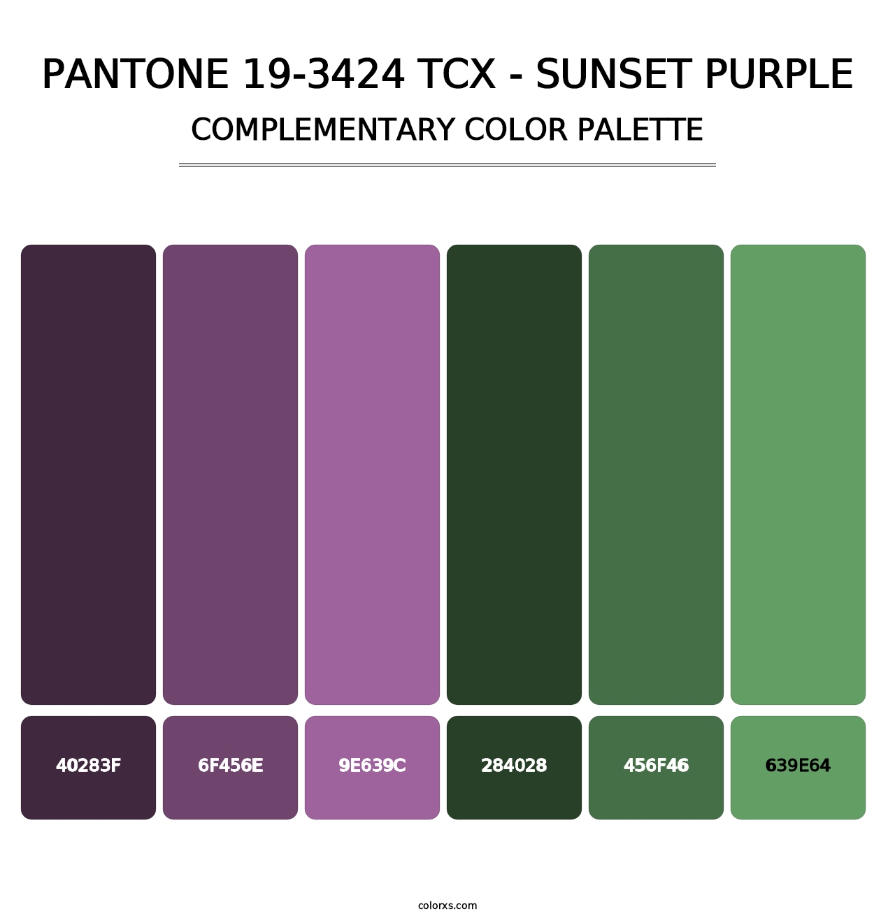 PANTONE 19-3424 TCX - Sunset Purple - Complementary Color Palette