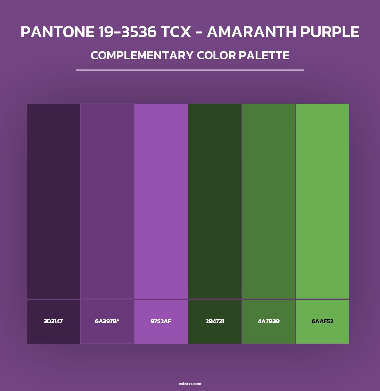 PANTONE 19-3536 TCX - Amaranth Purple - Complementary Color Palette
