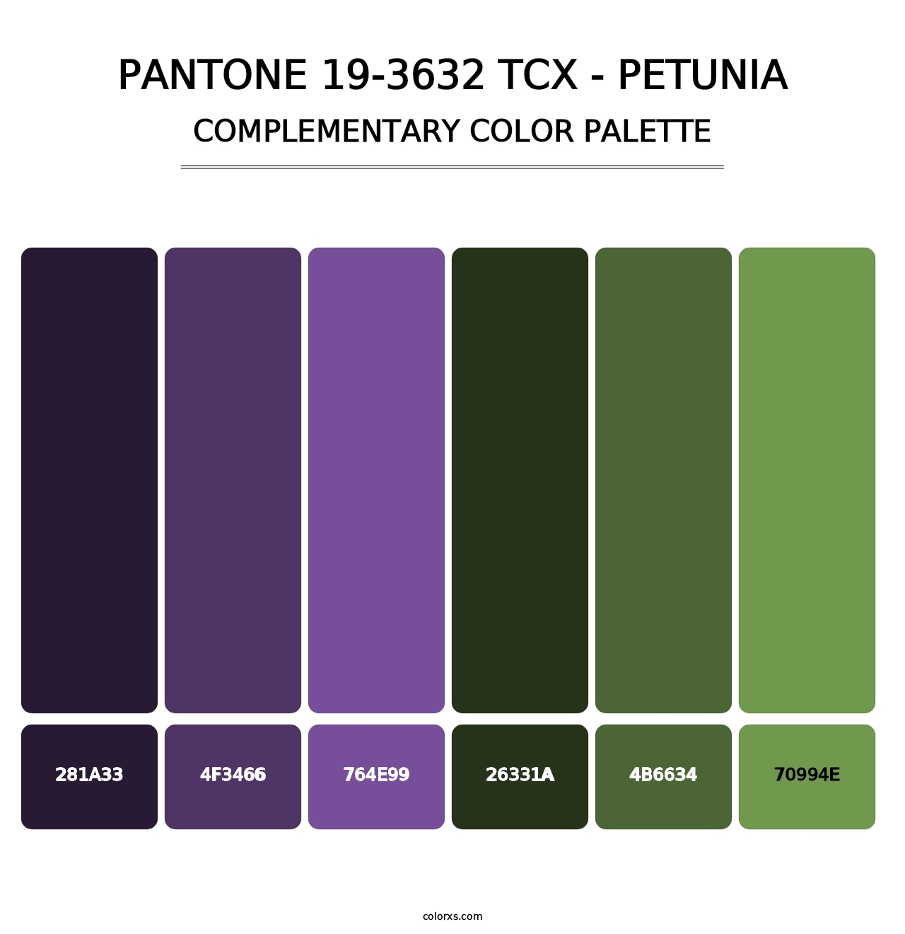 PANTONE 19-3632 TCX - Petunia - Complementary Color Palette
