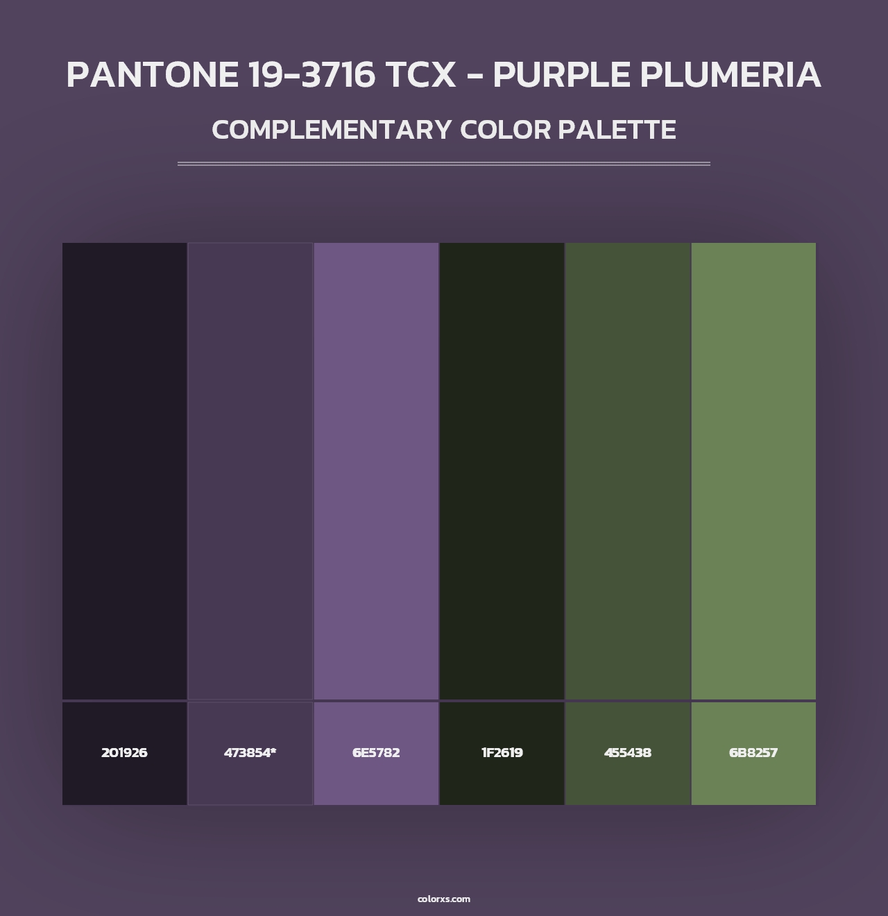 PANTONE 19-3716 TCX - Purple Plumeria - Complementary Color Palette