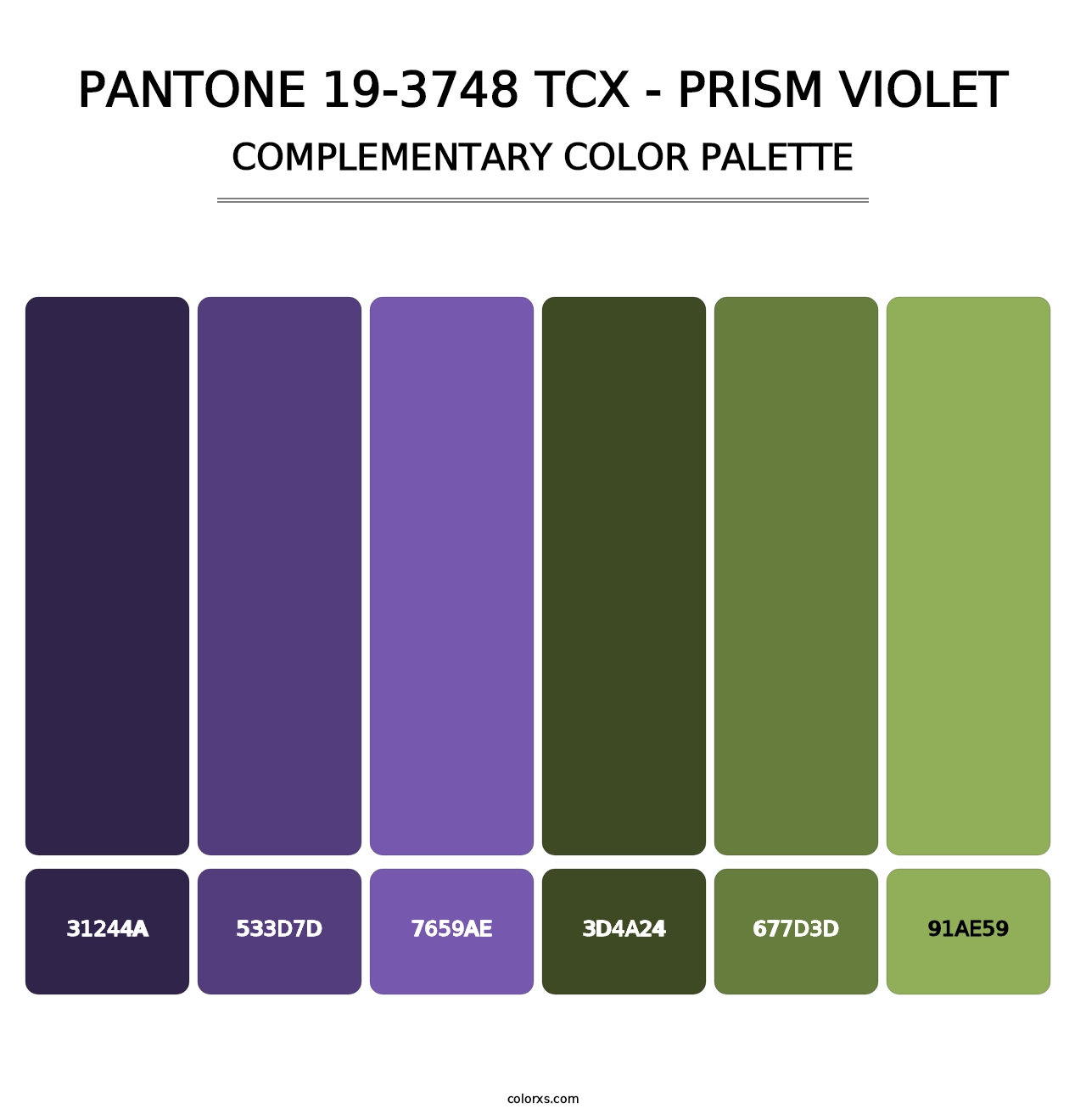 PANTONE 19-3748 TCX - Prism Violet - Complementary Color Palette