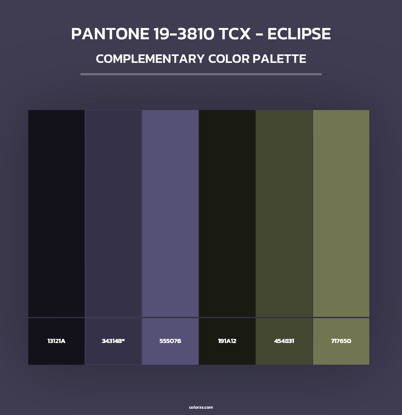 PANTONE 19-3810 TCX - Eclipse - Complementary Color Palette