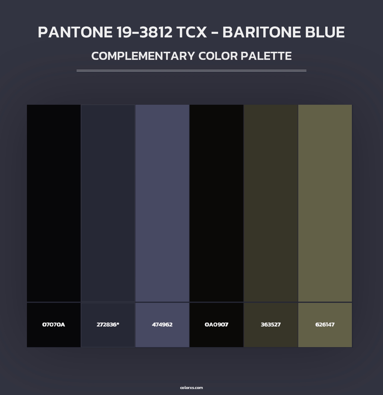 PANTONE 19-3812 TCX - Baritone Blue - Complementary Color Palette