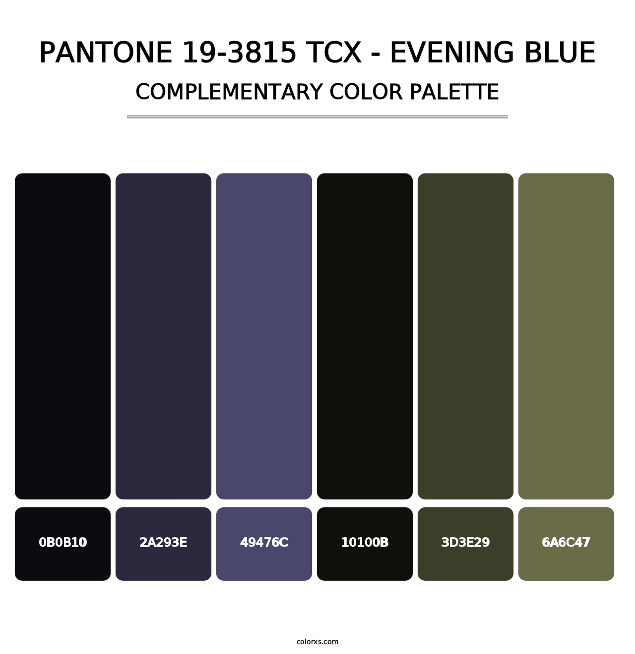 PANTONE 19-3815 TCX - Evening Blue - Complementary Color Palette