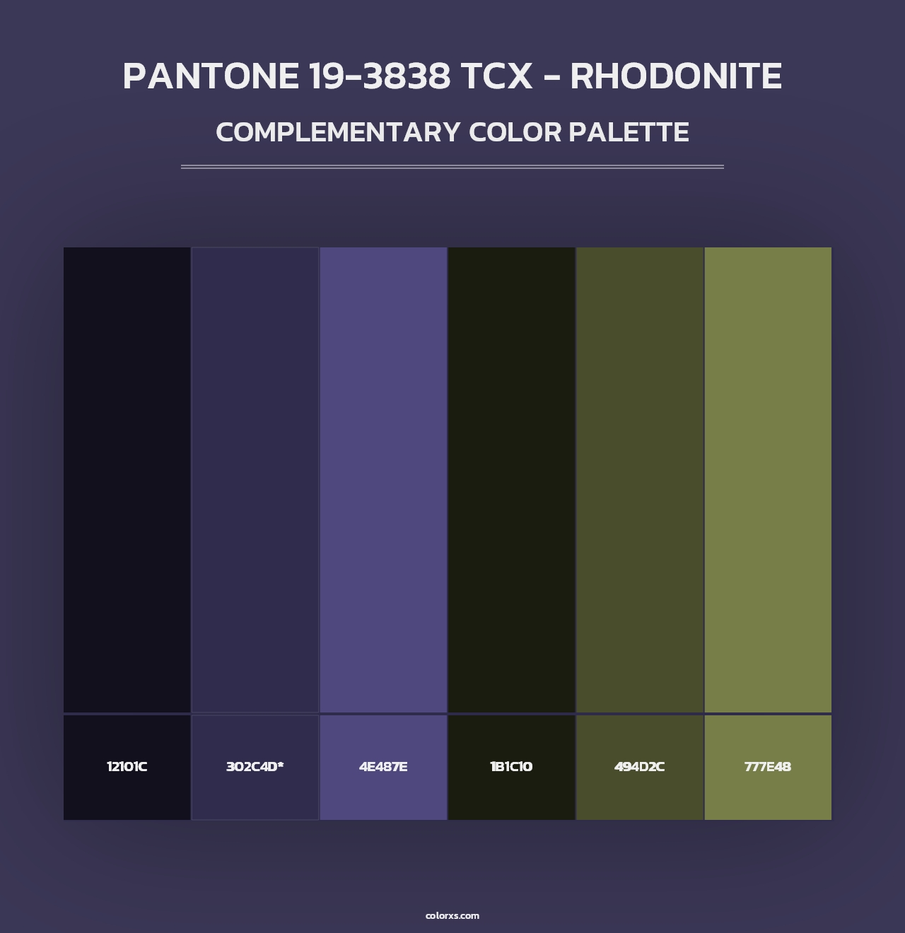 PANTONE 19-3838 TCX - Rhodonite - Complementary Color Palette