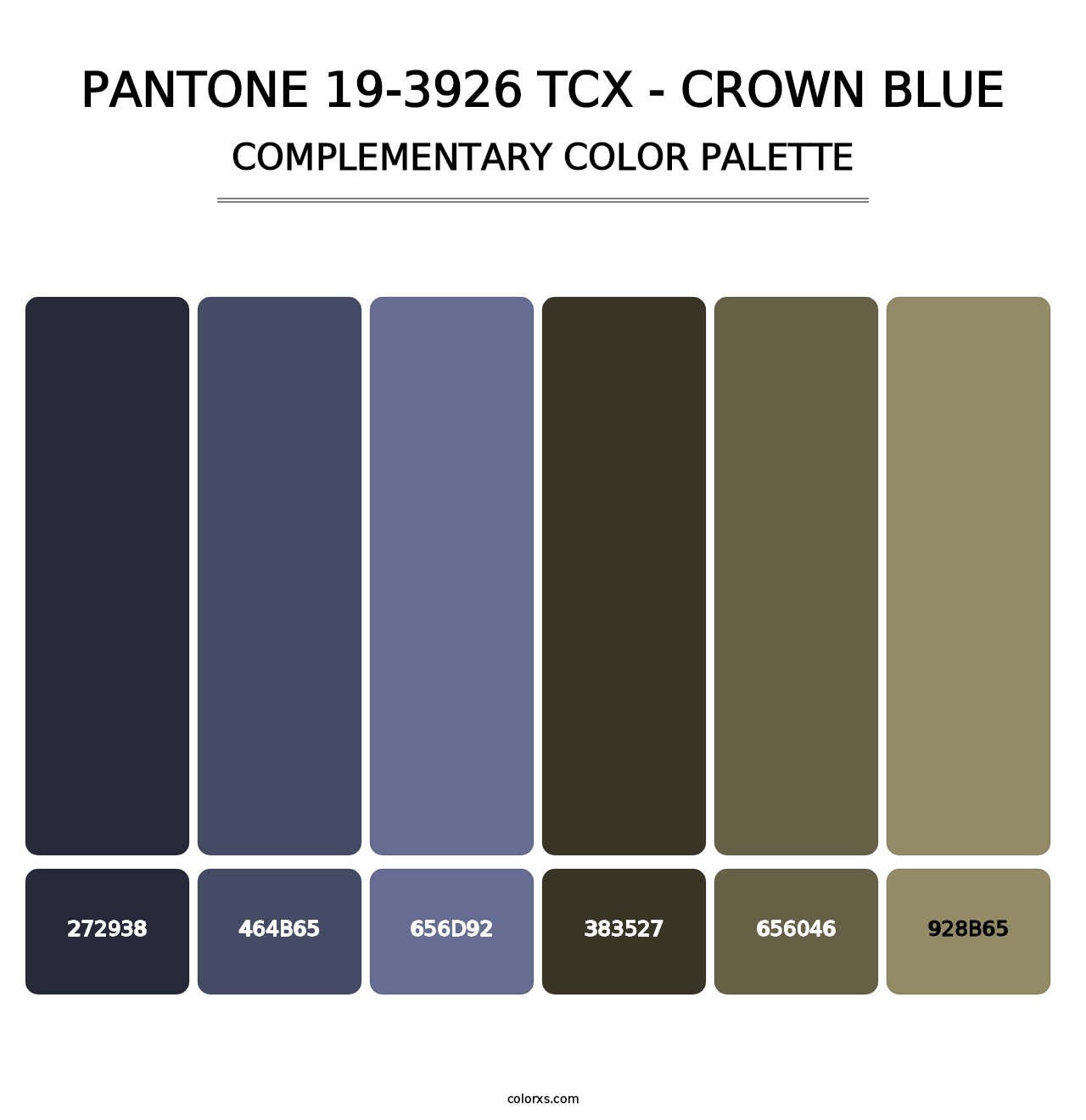 PANTONE 19-3926 TCX - Crown Blue - Complementary Color Palette