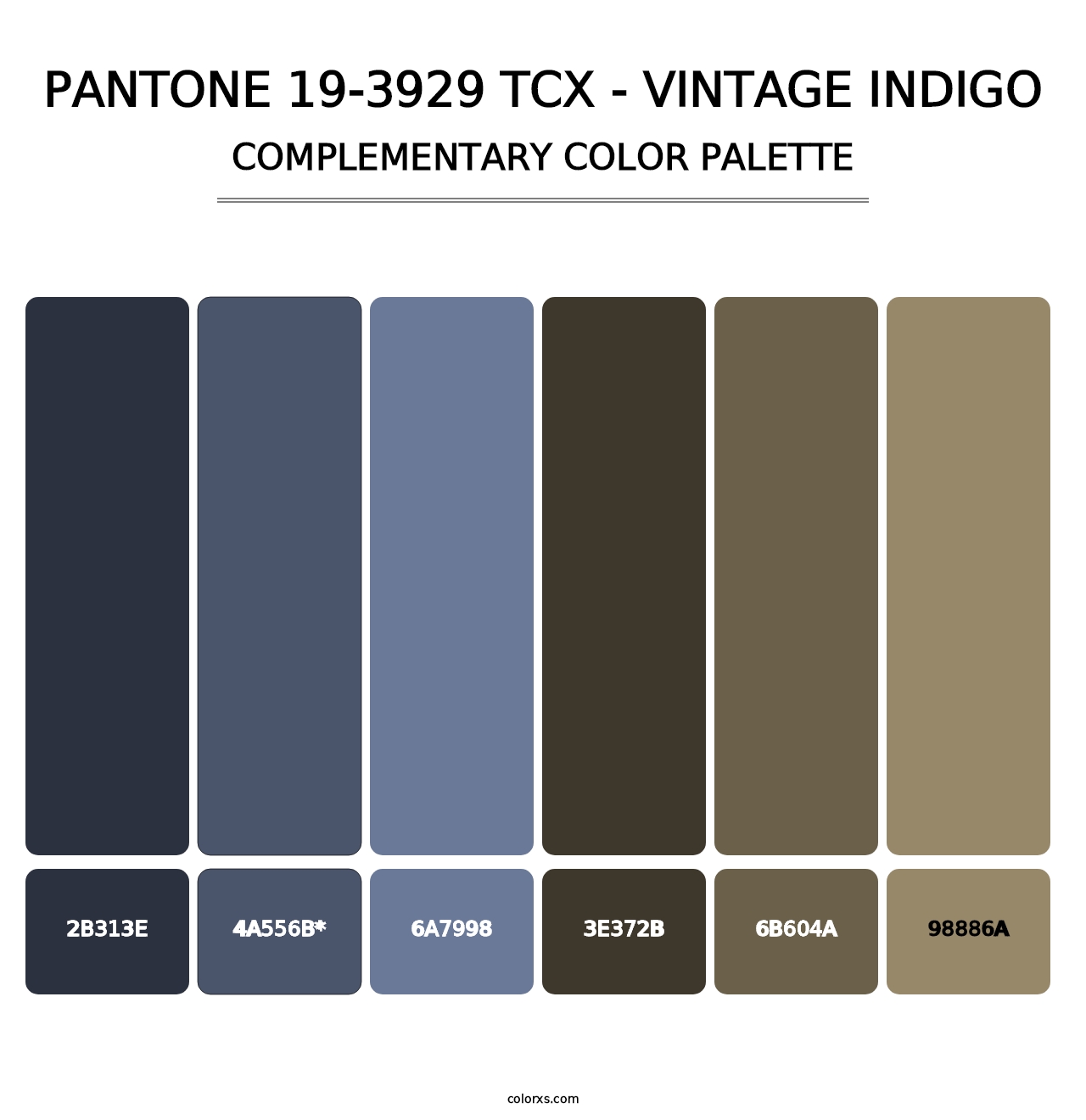 PANTONE 19-3929 TCX - Vintage Indigo - Complementary Color Palette