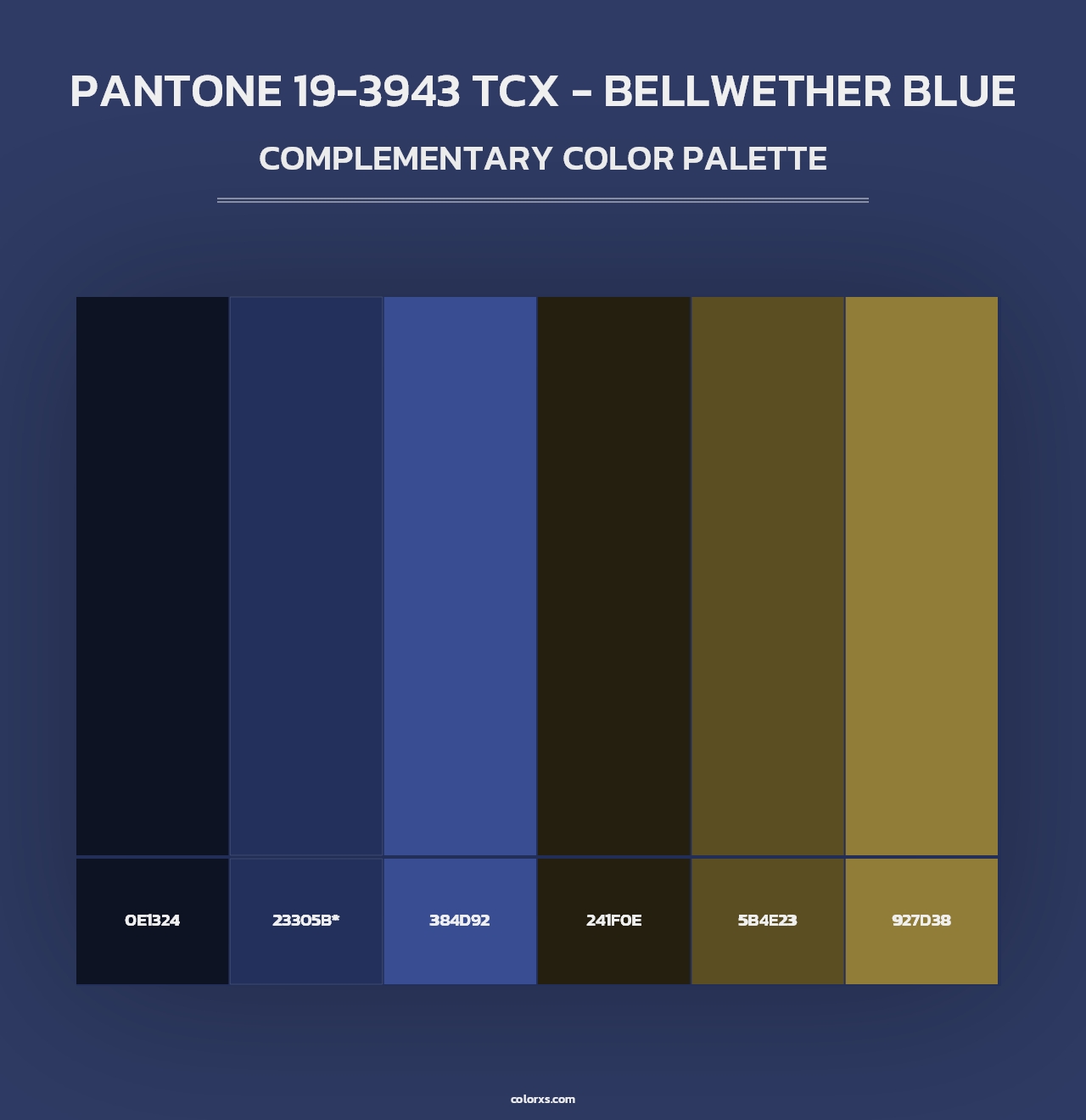 PANTONE 19-3943 TCX - Bellwether Blue - Complementary Color Palette