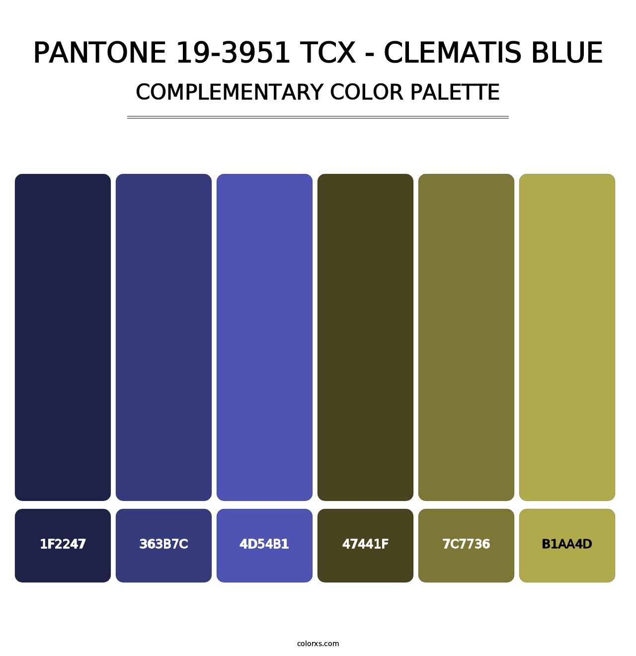 PANTONE 19-3951 TCX - Clematis Blue - Complementary Color Palette