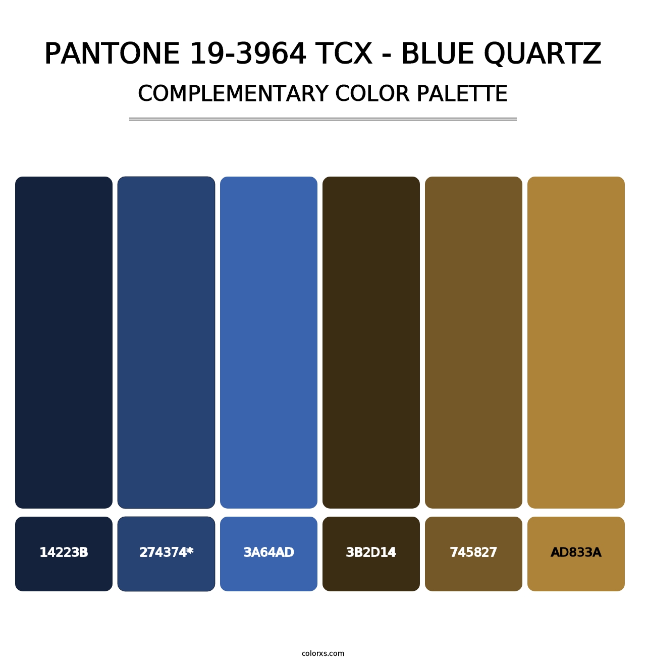 PANTONE 19-3964 TCX - Blue Quartz - Complementary Color Palette