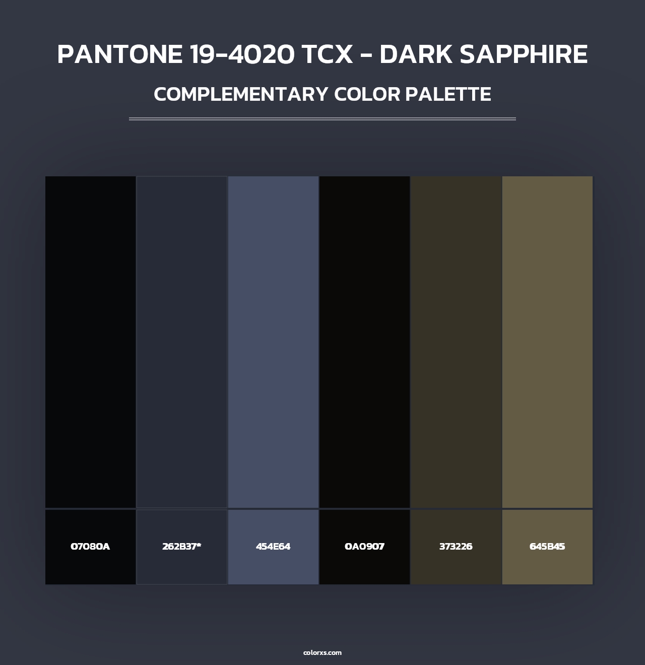 PANTONE 19-4020 TCX - Dark Sapphire - Complementary Color Palette