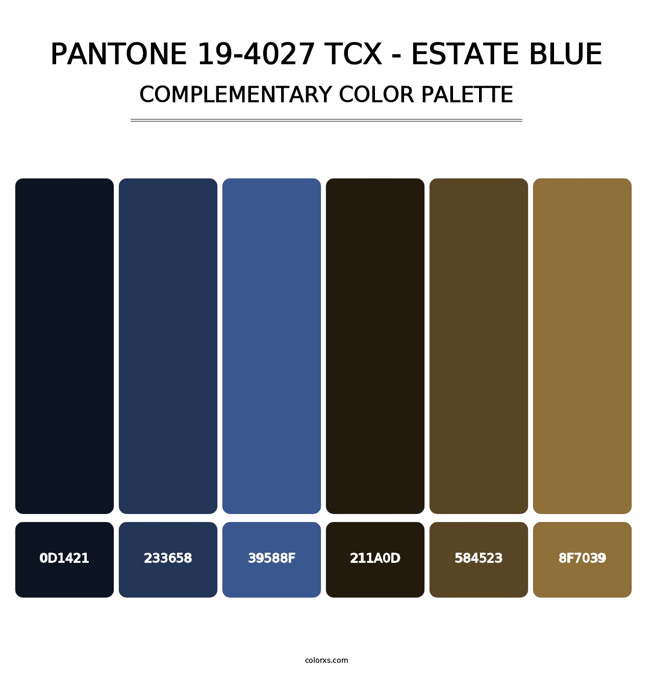 PANTONE 19-4027 TCX - Estate Blue - Complementary Color Palette