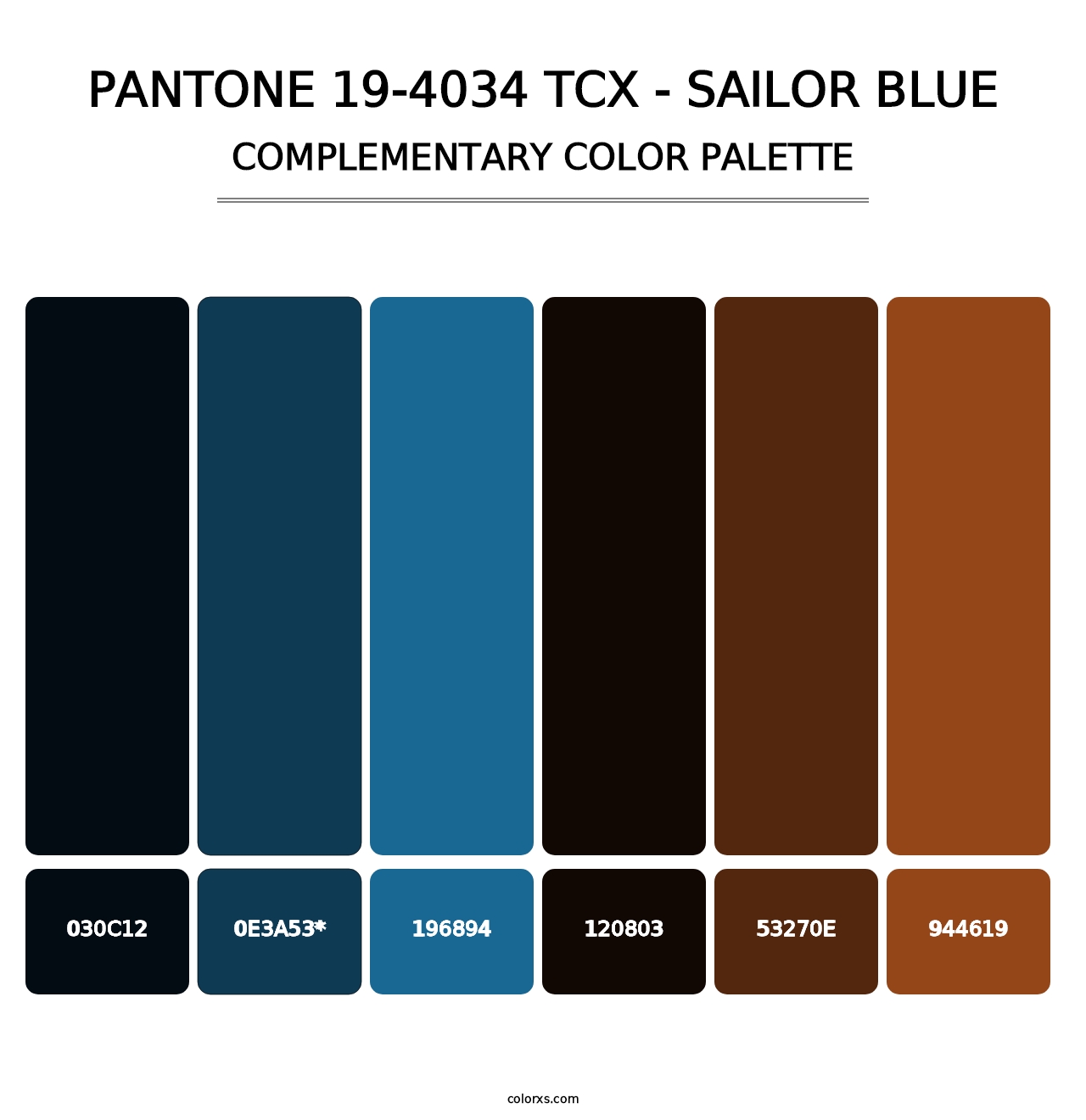 PANTONE 19-4034 TCX - Sailor Blue - Complementary Color Palette